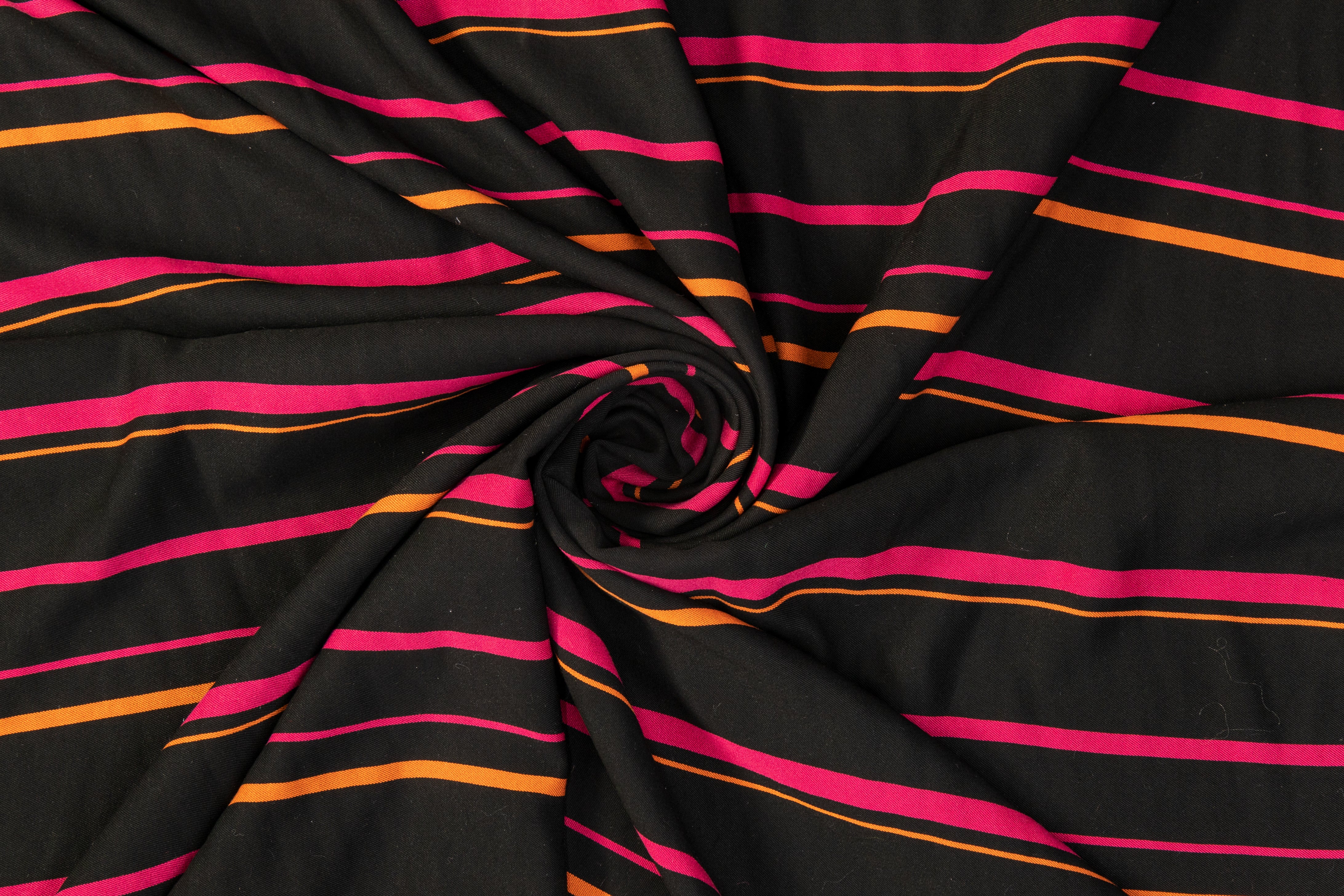 Striped Satin Back Twill - Black, Pink, Orange