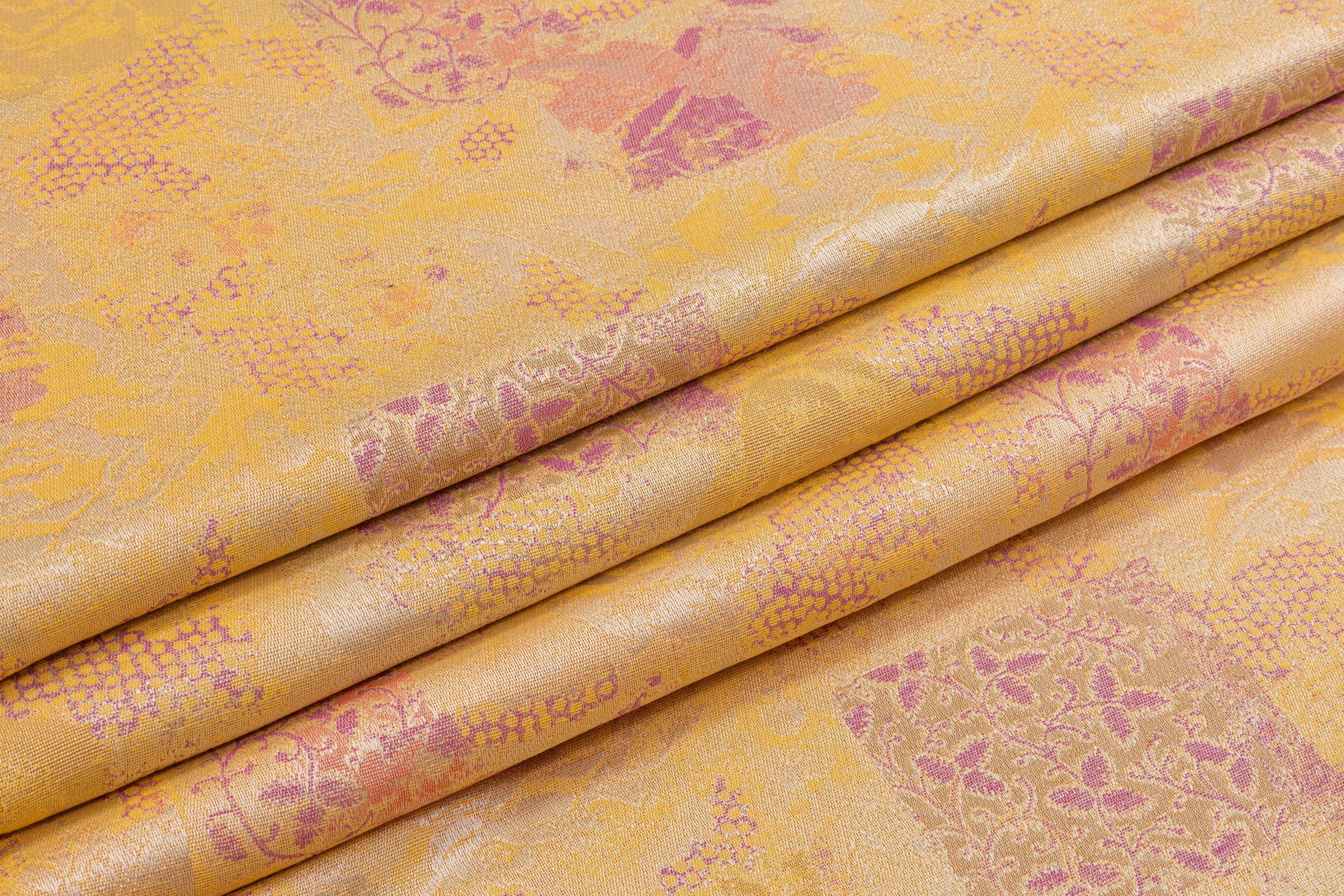 Patch Design Floral Italian Brocade - Yellow / Purple