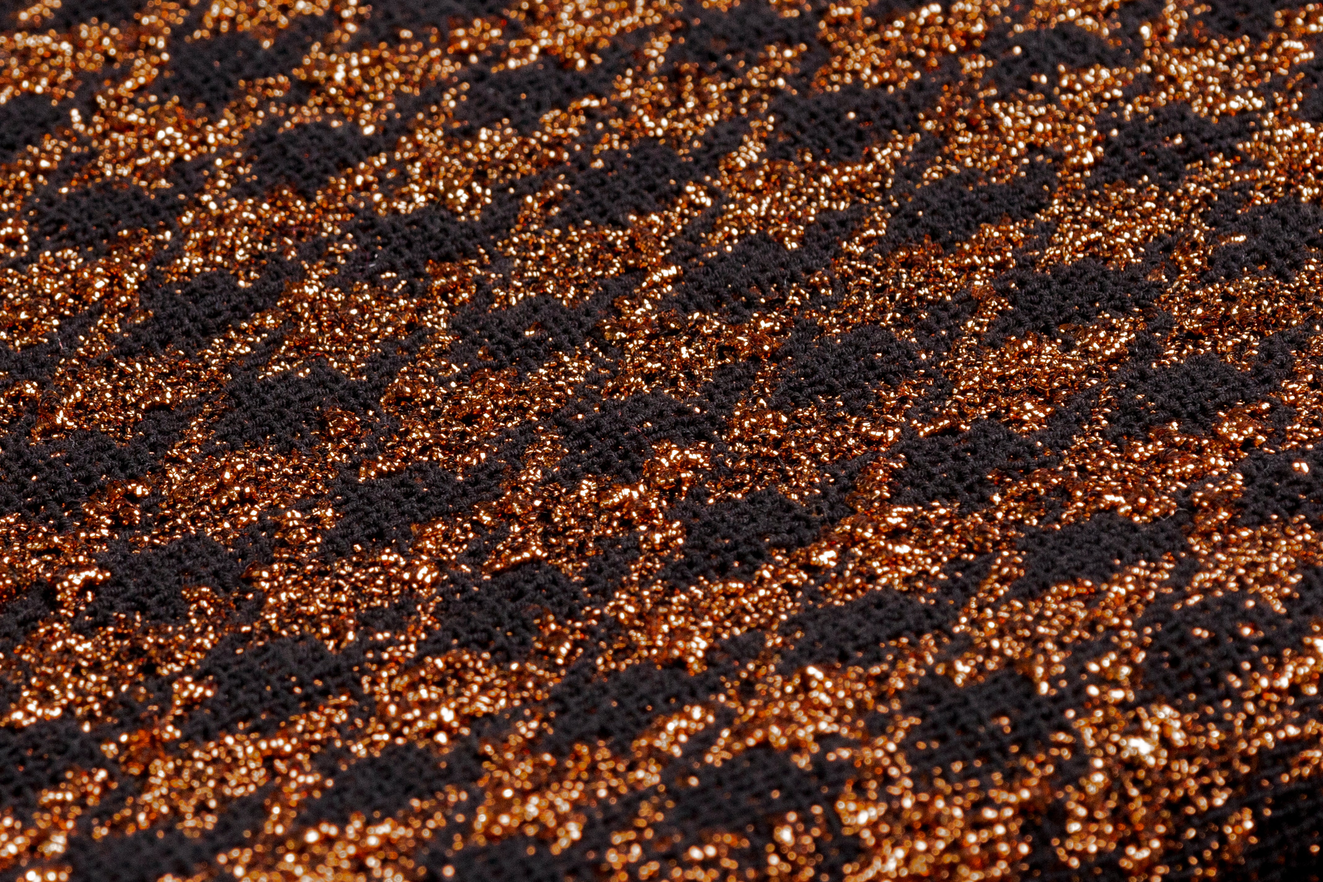 Metallic Italian Mini Houndstooth Tweed - Copper / Black