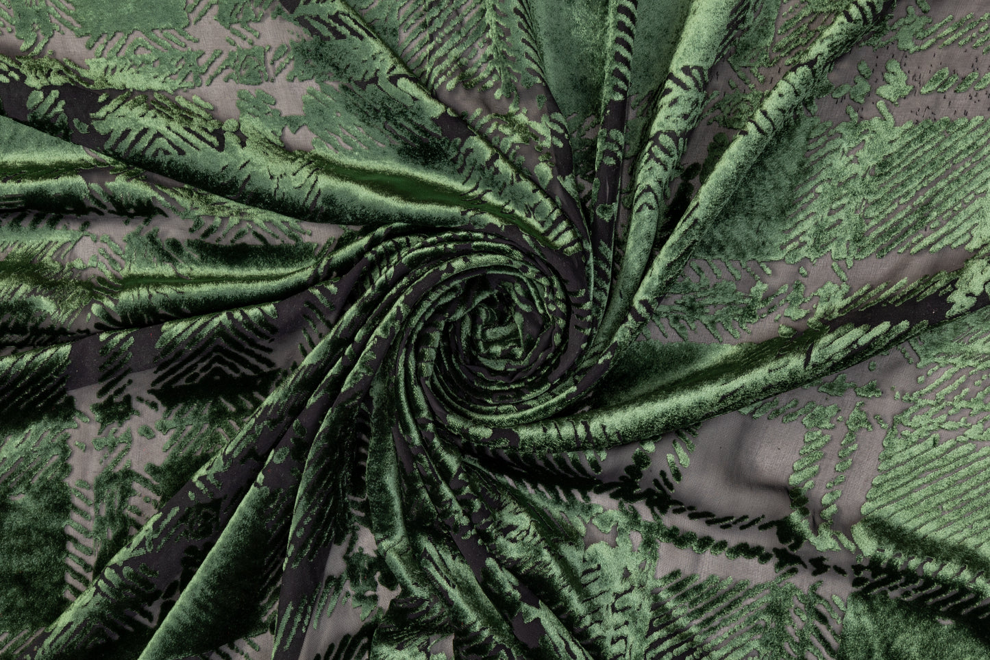 Silk Viscose Velvet Burnout - Green and Black
