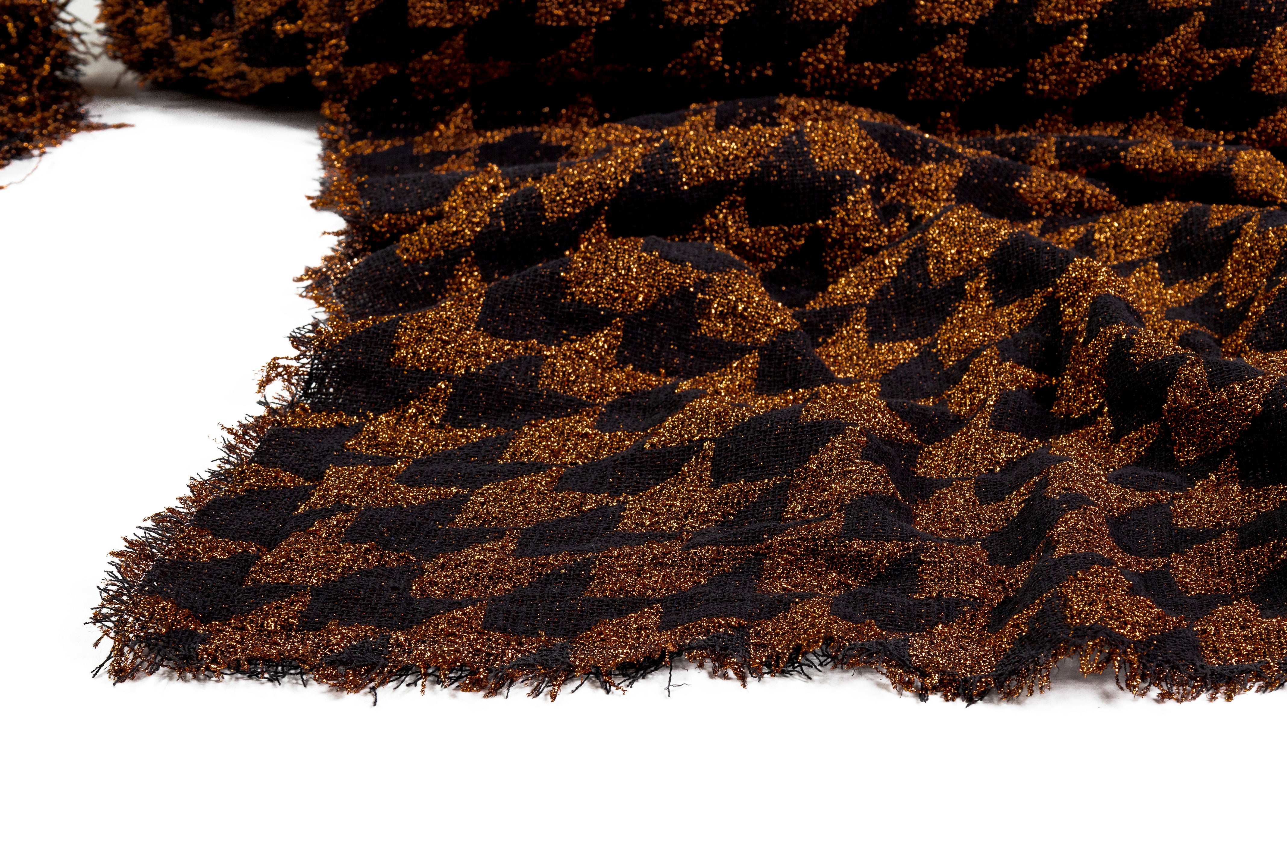 Metallic Italian Dogtooth Tweed - Copper / Black