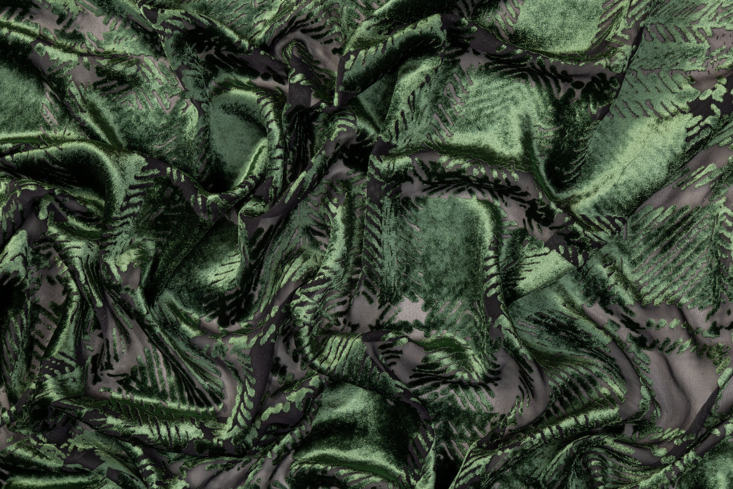 Silk Viscose Velvet Burnout - Green and Black