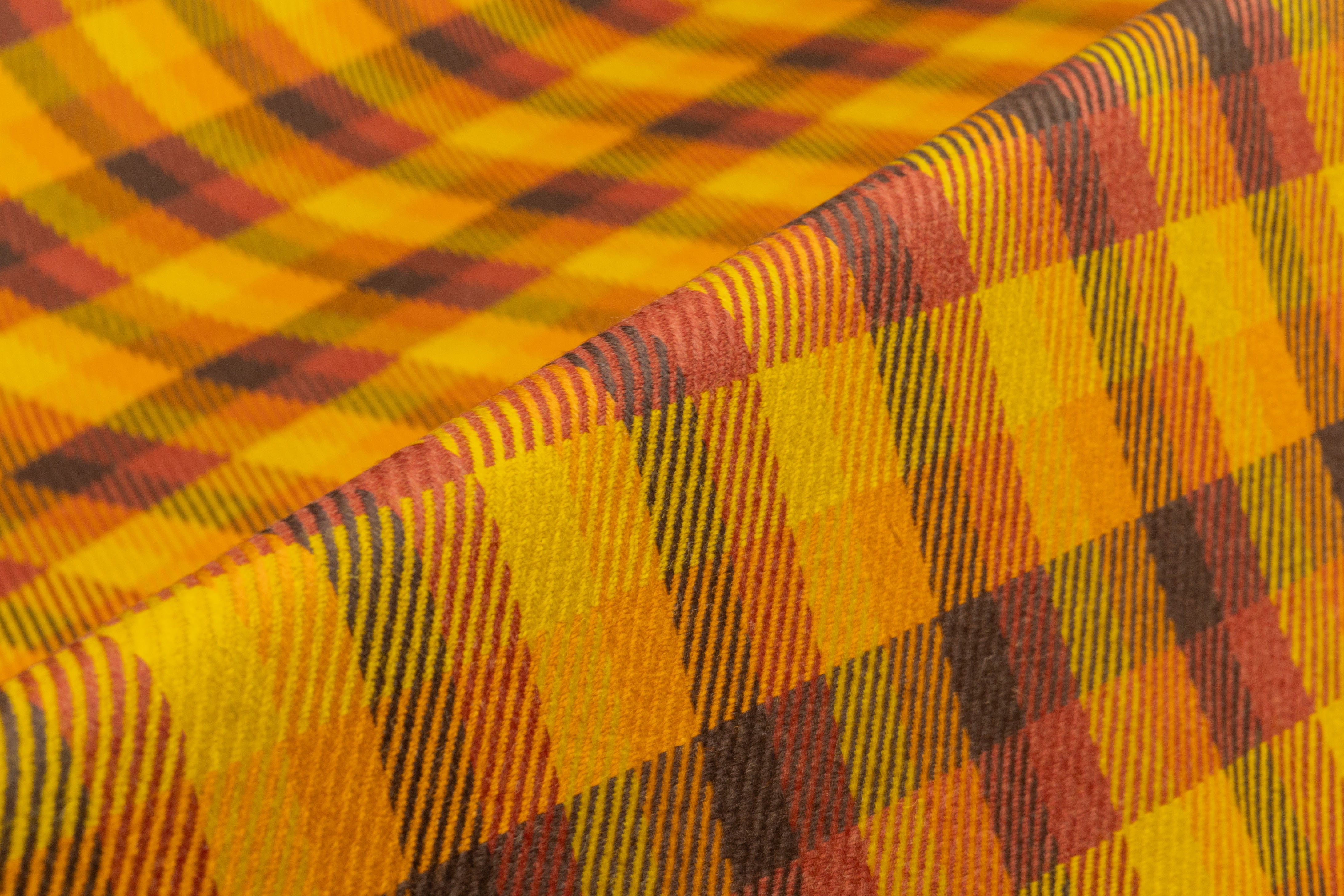 Checked Italian Wool - Gold / Brick