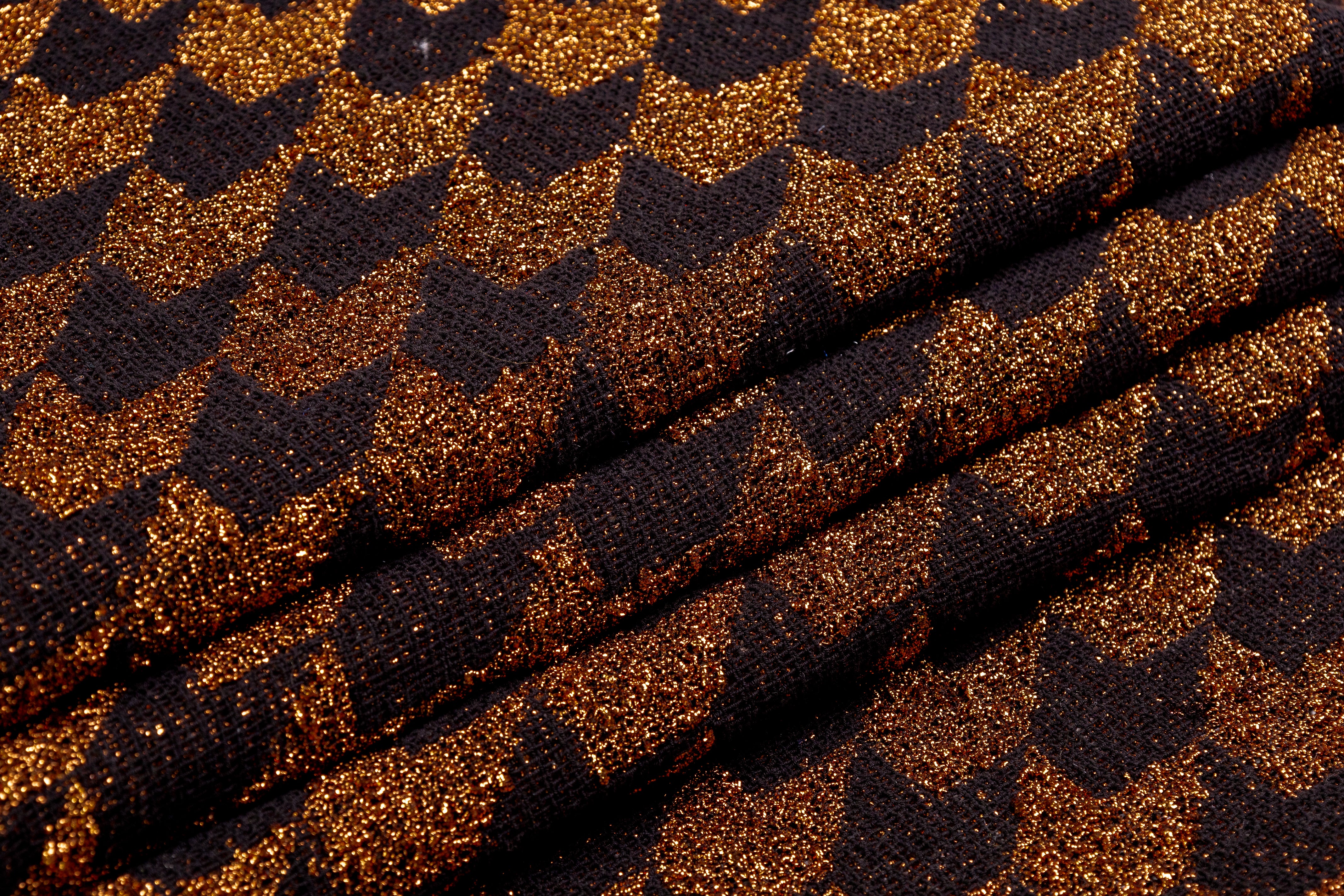 Metallic Italian Dogtooth Tweed - Copper / Black