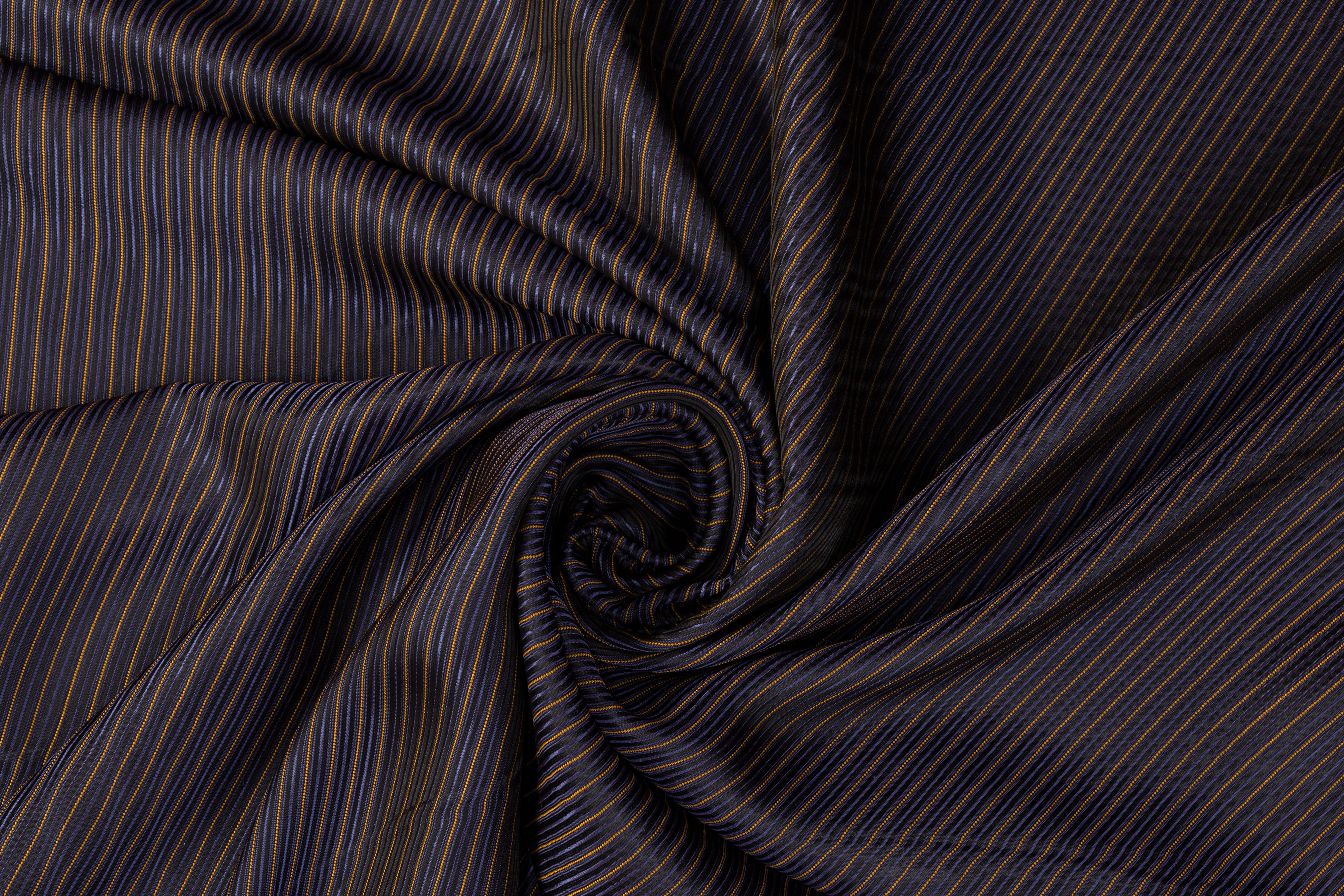 Double Faced Viscose Jacquard - Antique Gold and Navy Blue