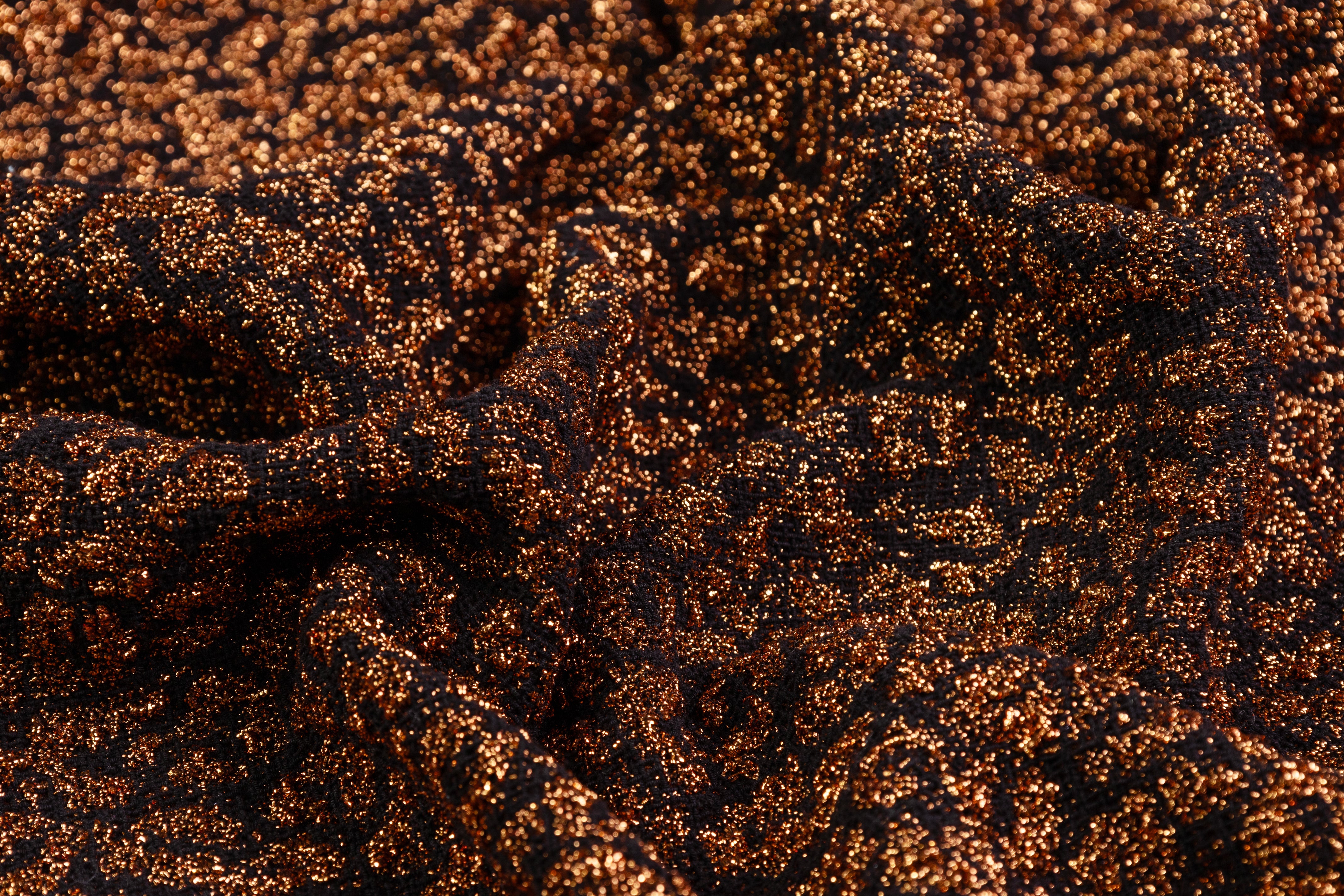 Metallic Italian Cheetah Print Tweed - Copper / Black