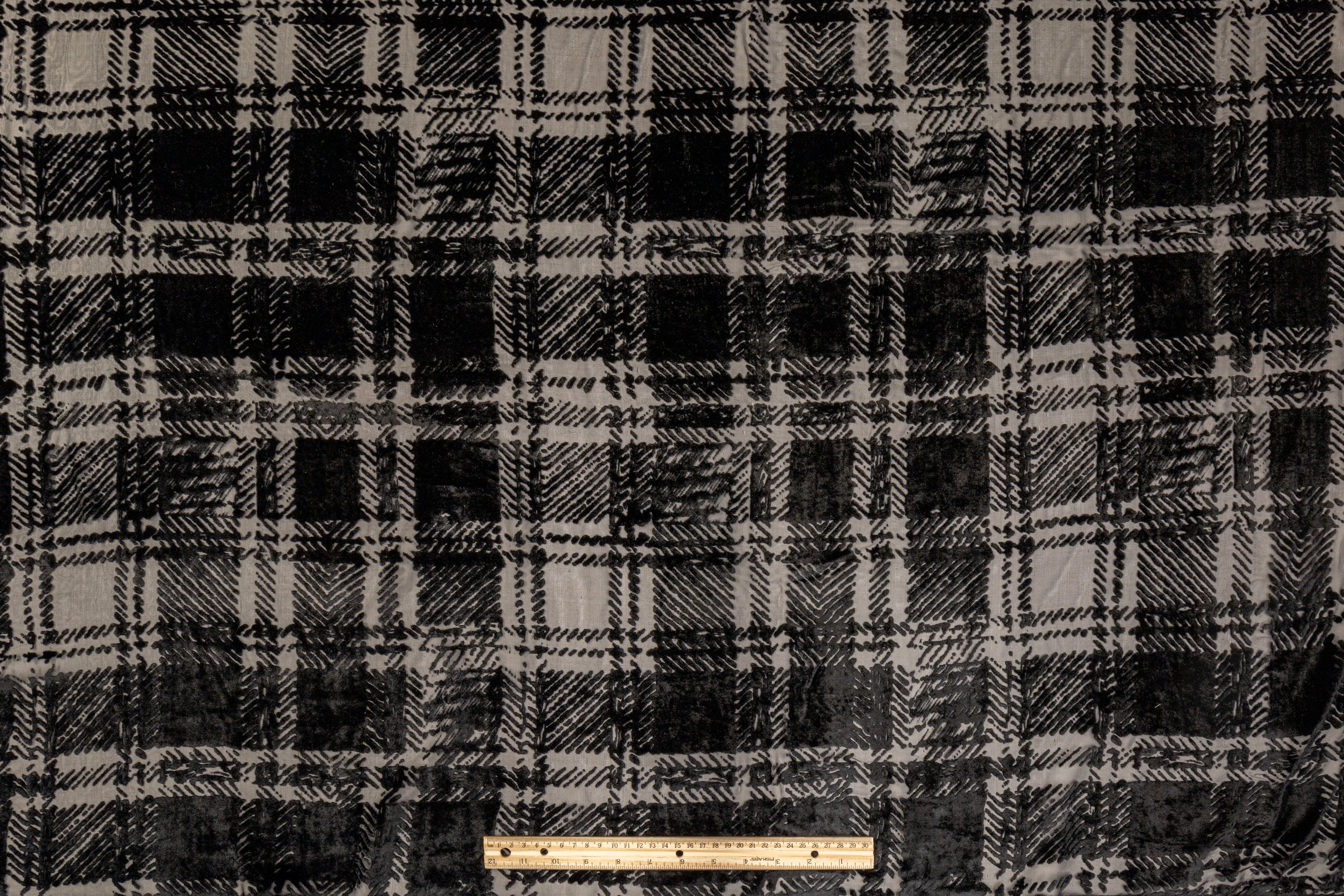 Silk Viscose Velvet Burnout - Black