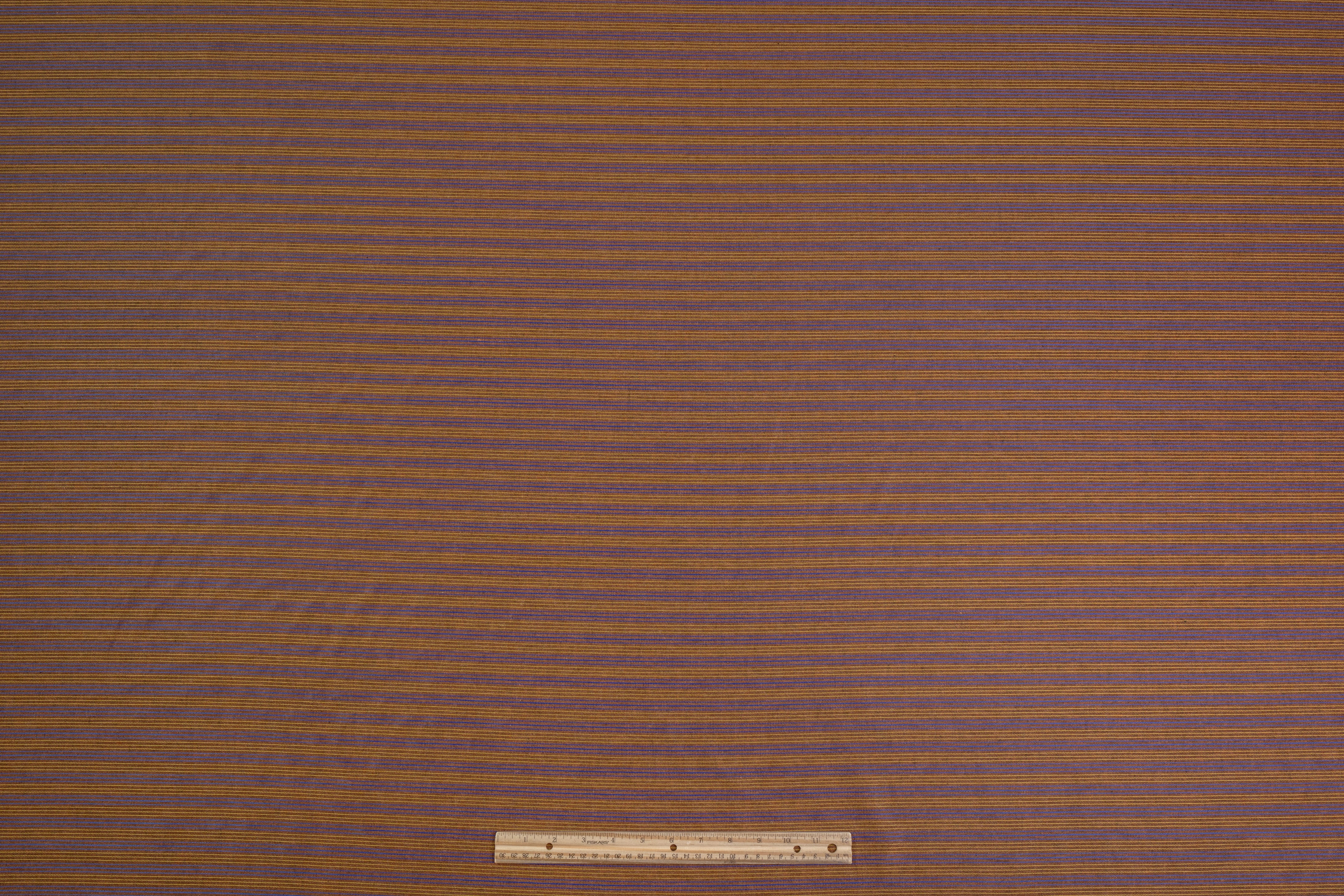 Striped Italian Wool Blend Suiting - Brown / Blue / Yellow