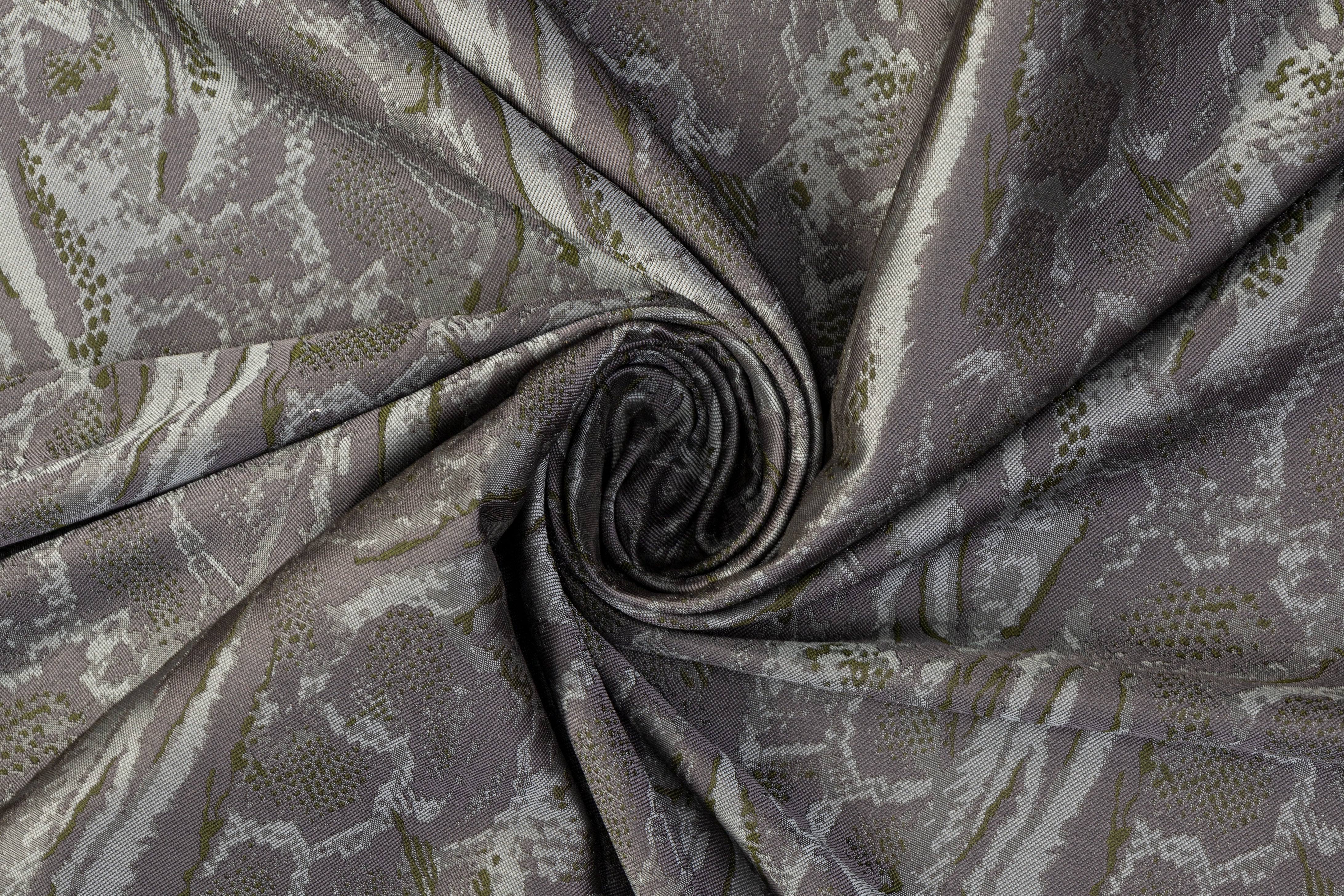 Abstract Brocade - Gunmetal Gray and Green