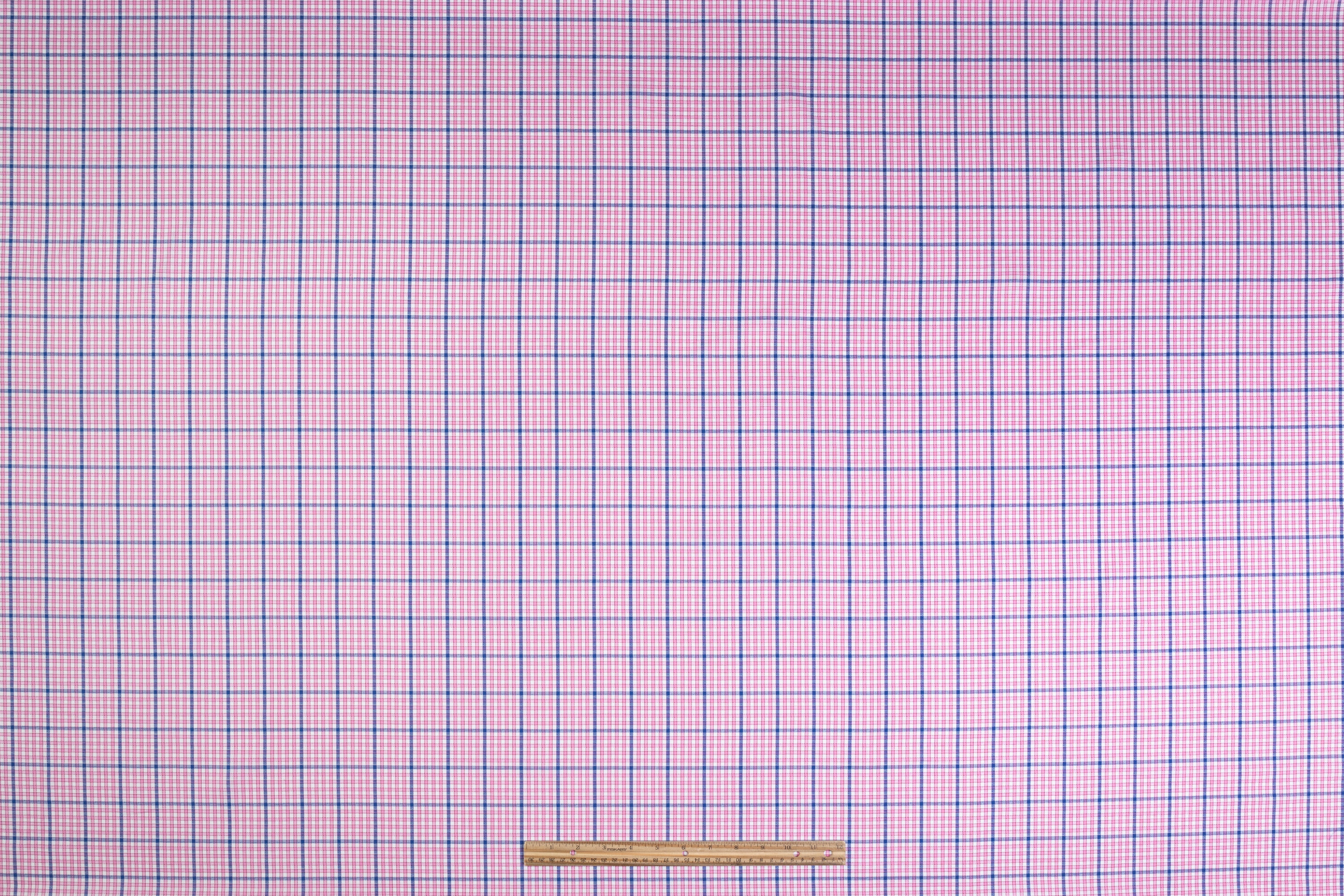 Checked Italian Linen Viscose Blend - Pink / Blue / White