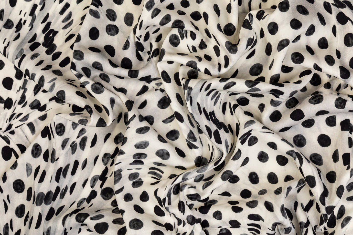 Abstract Viscose Crepe - Off White and Black