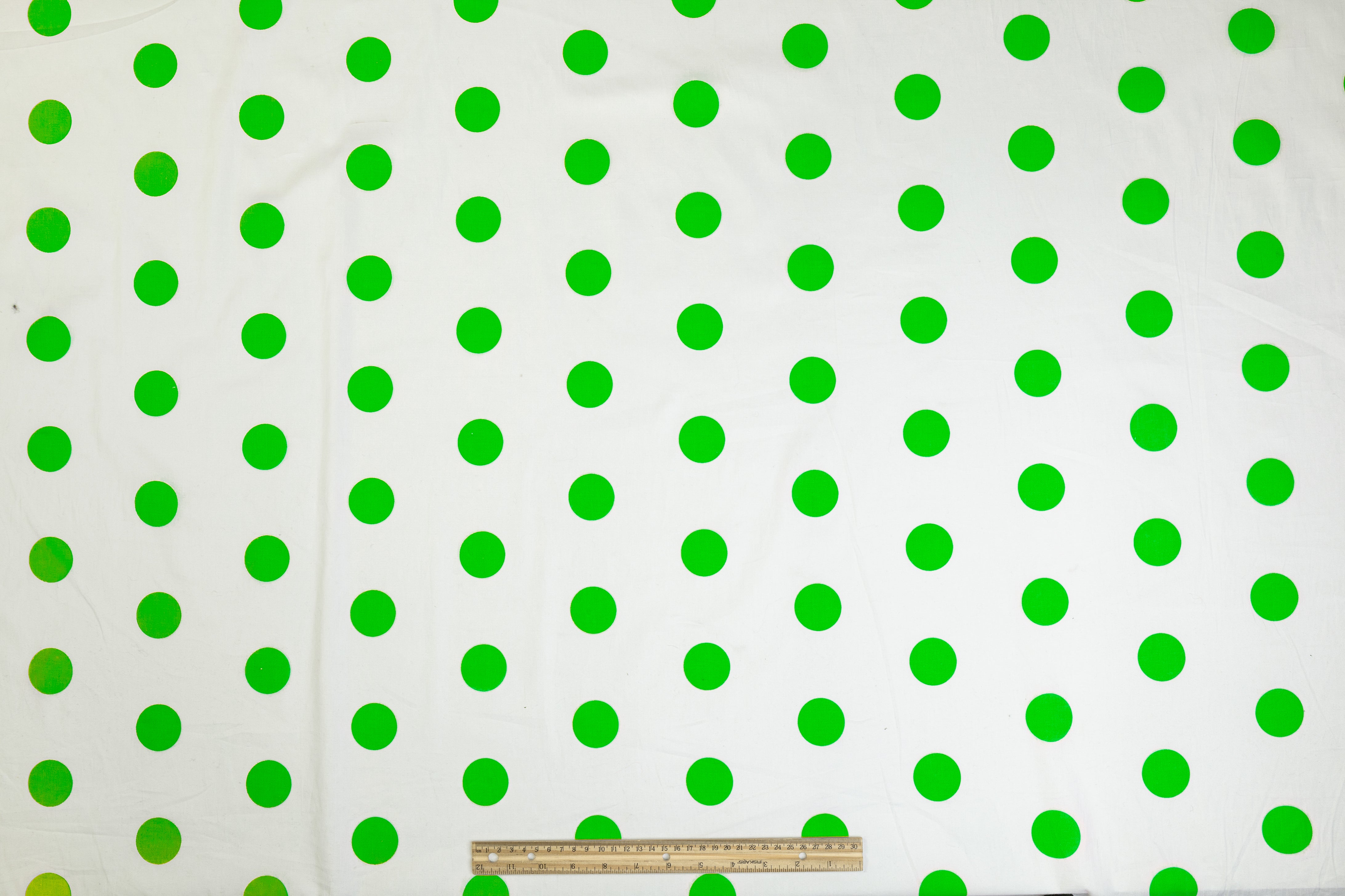 Polka Dot Cotton Print - Green and White