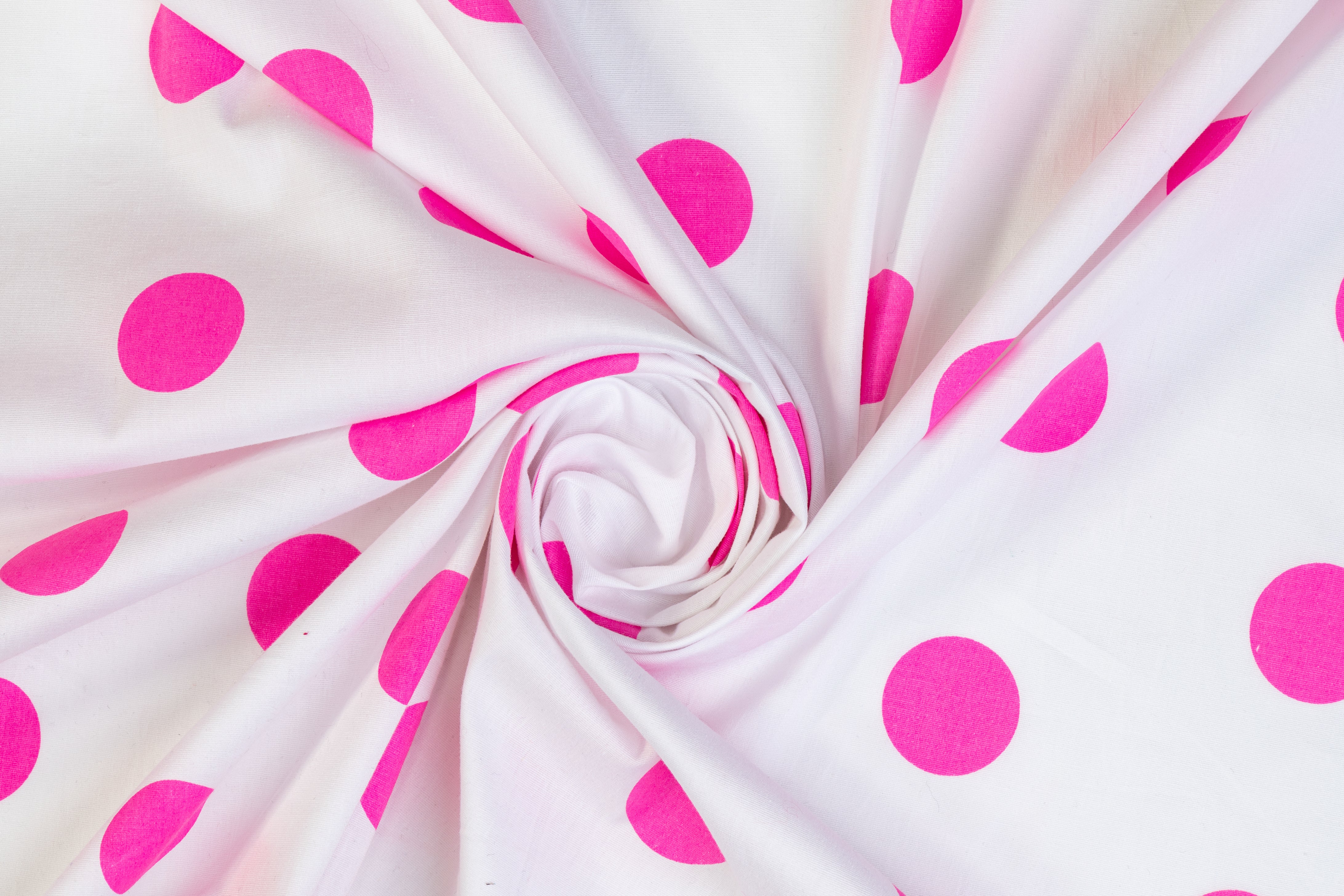Polka Dot Cotton Print - White and Pink