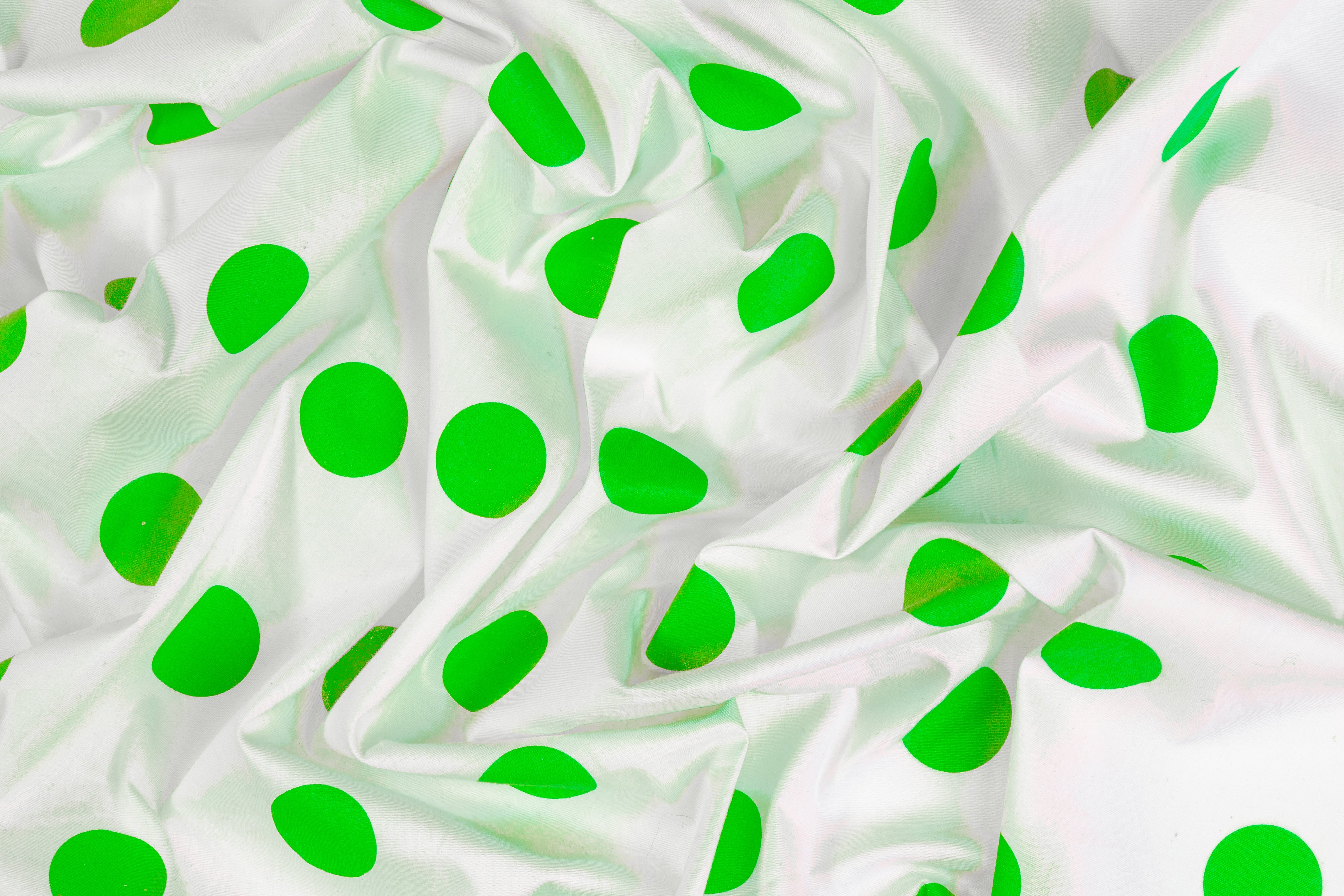 Polka Dot Cotton Print - Green and White