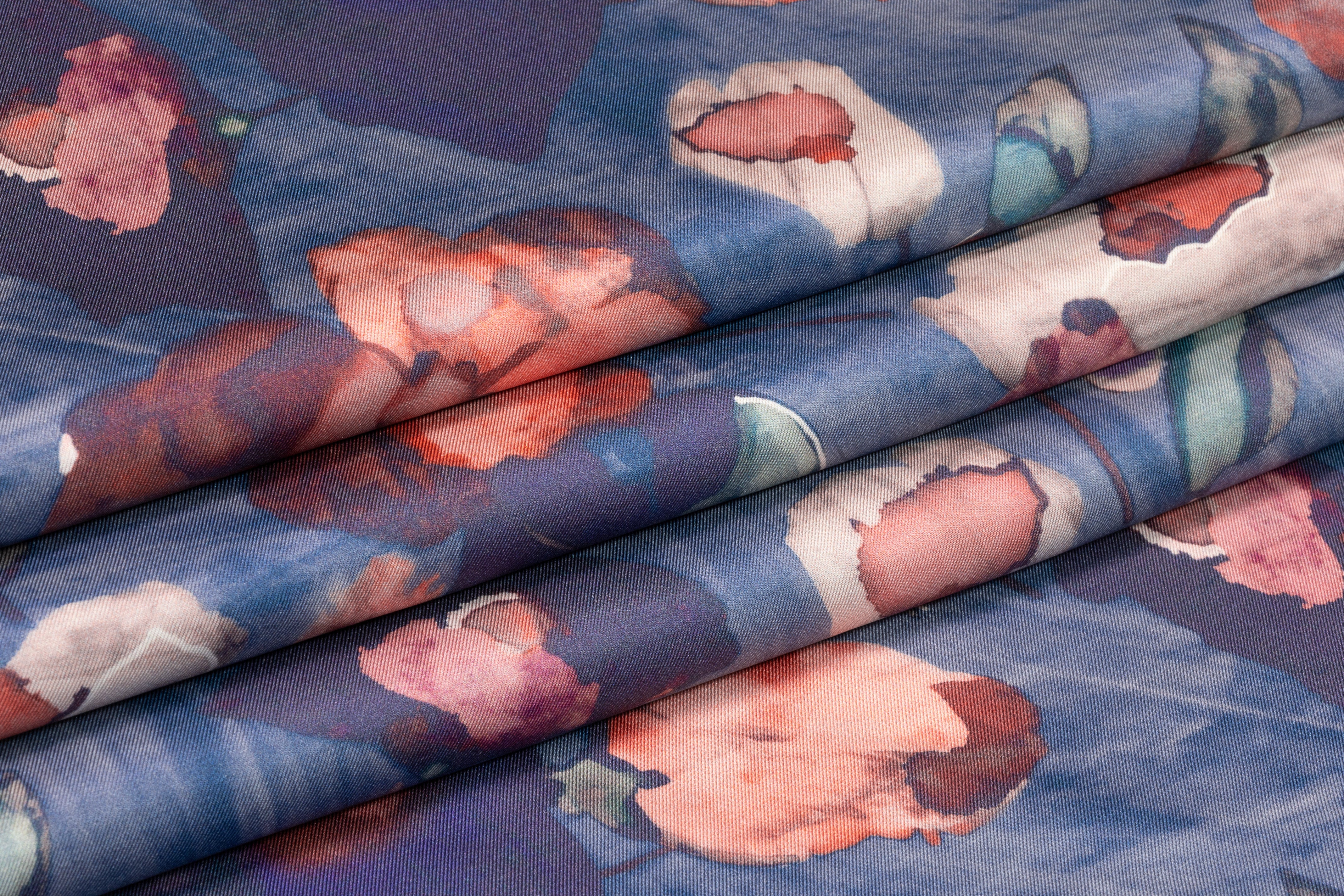 Floral Italian Silk Twill - Blue