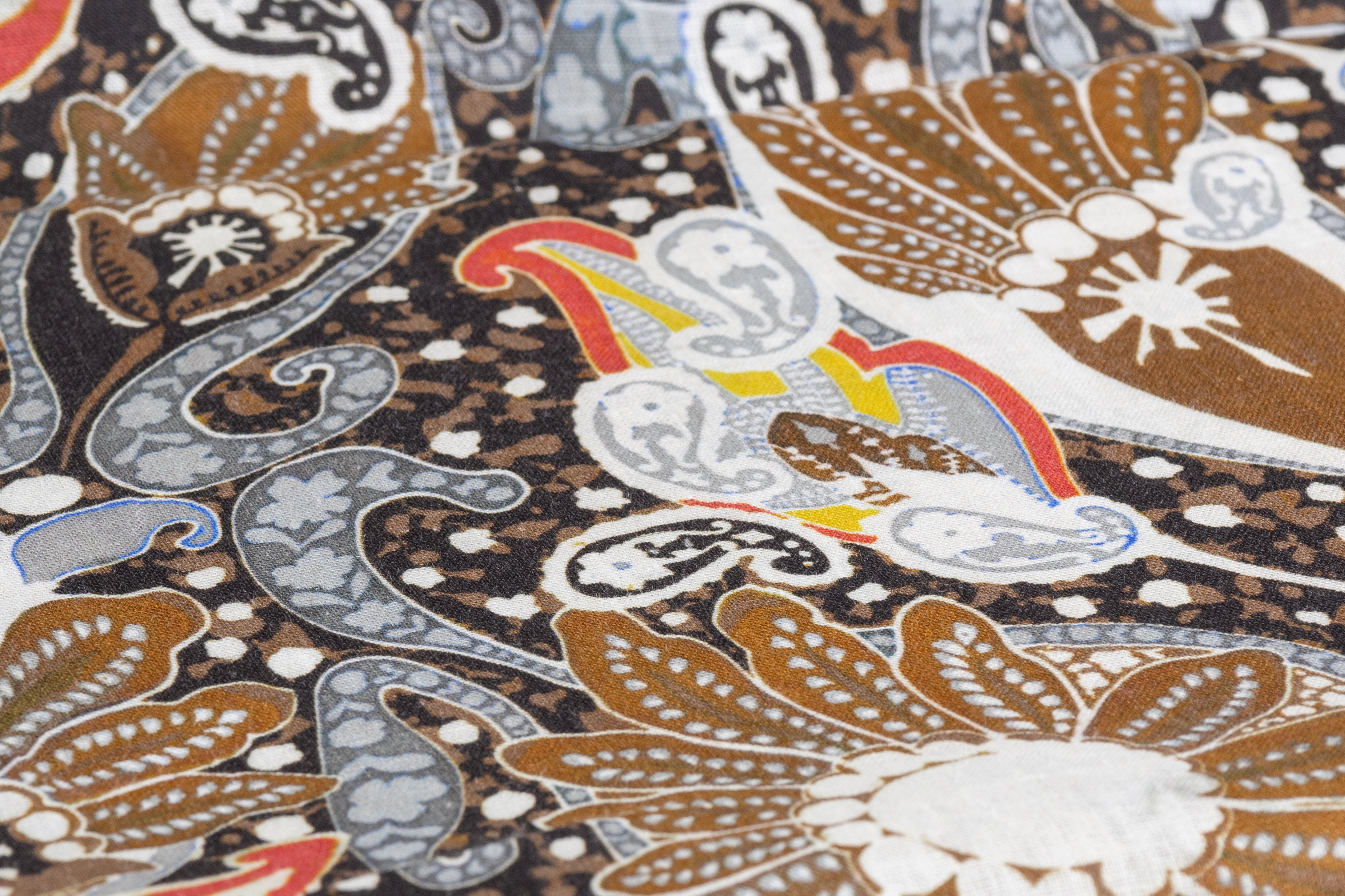 Paisley Floral Italian Linen - Brown