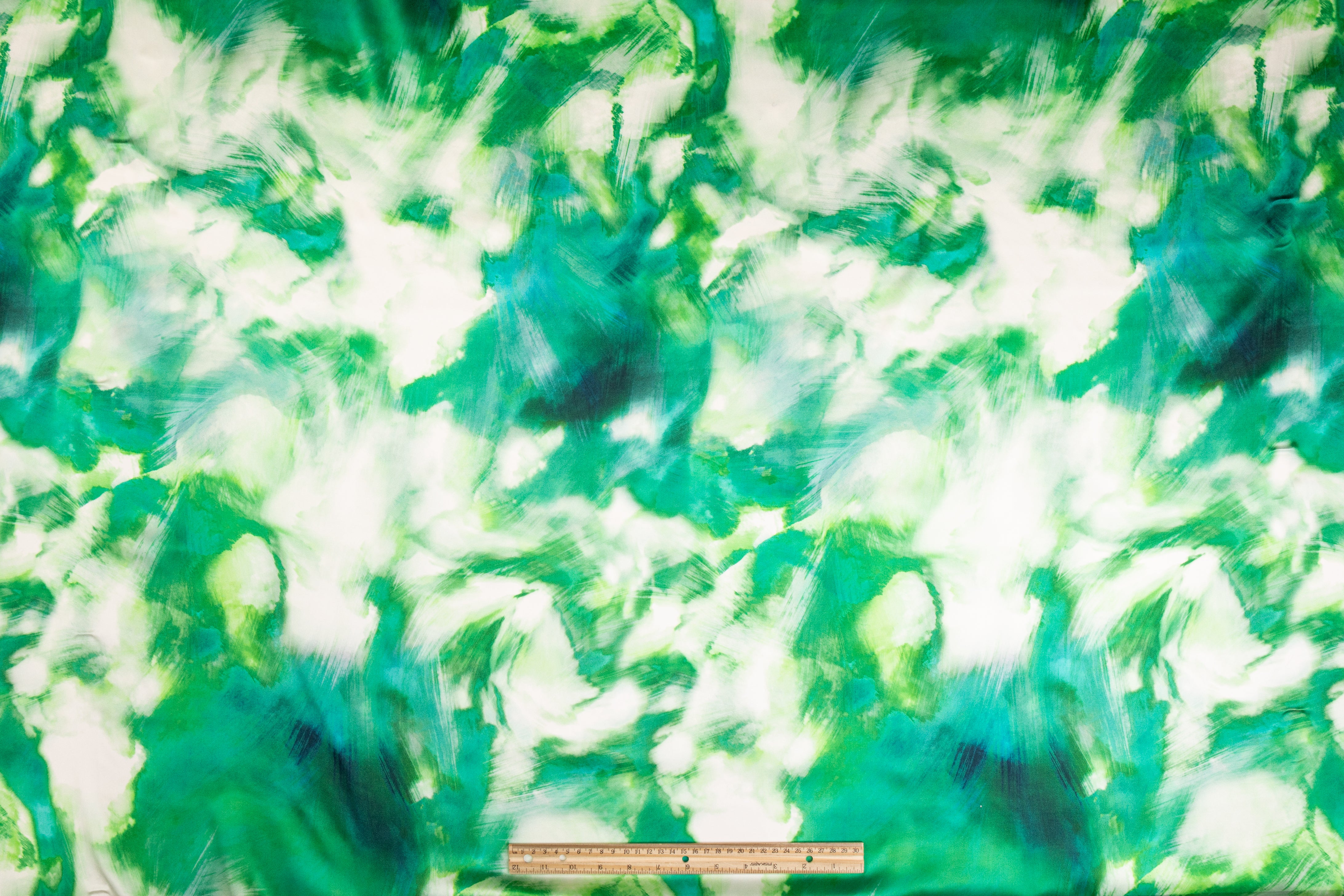 Tie-Dye Print Italian Silk Charmeuse - Green