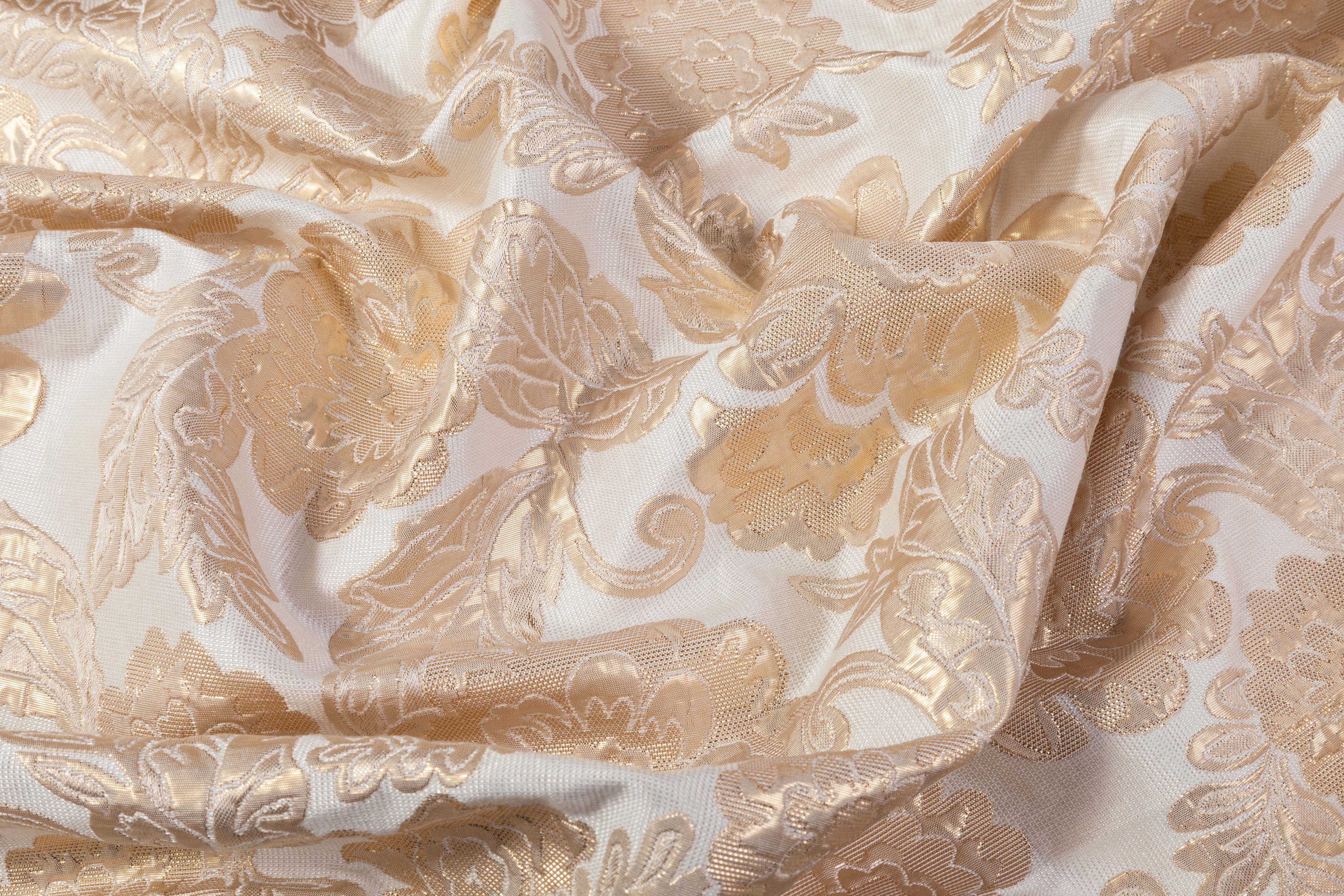 Floral Metallic Brocade - Beige