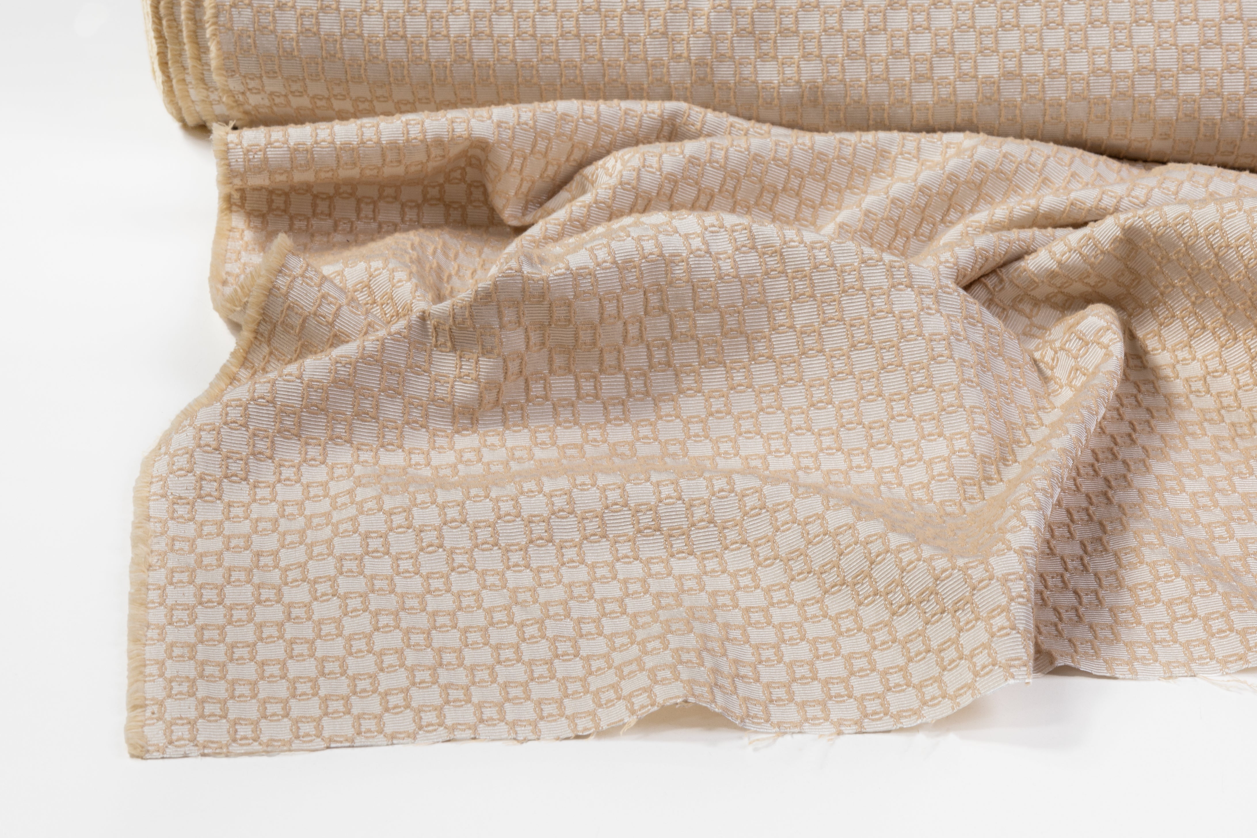 Geometric Poly Cotton Brocade - Beige