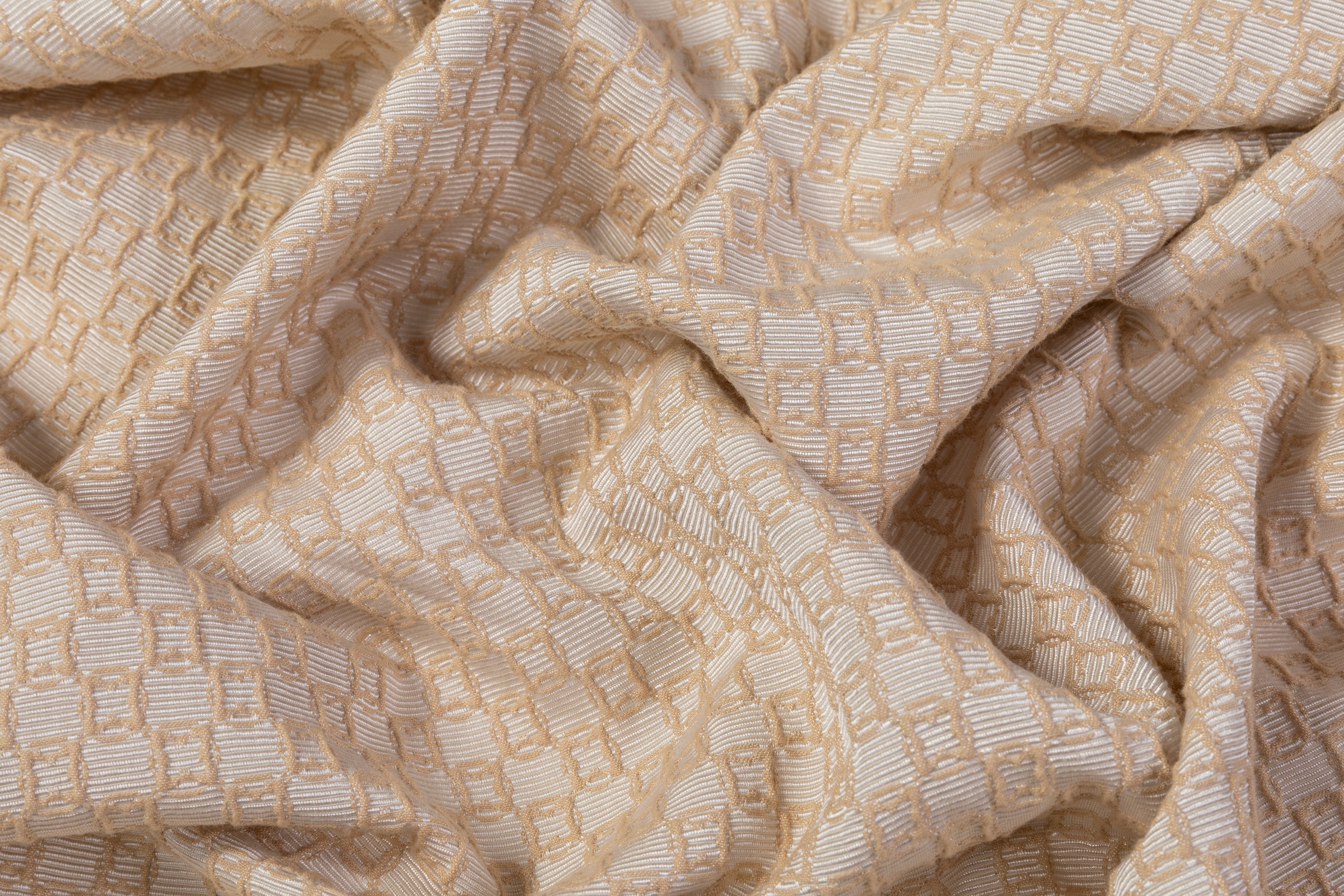Geometric Poly Cotton Brocade - Beige