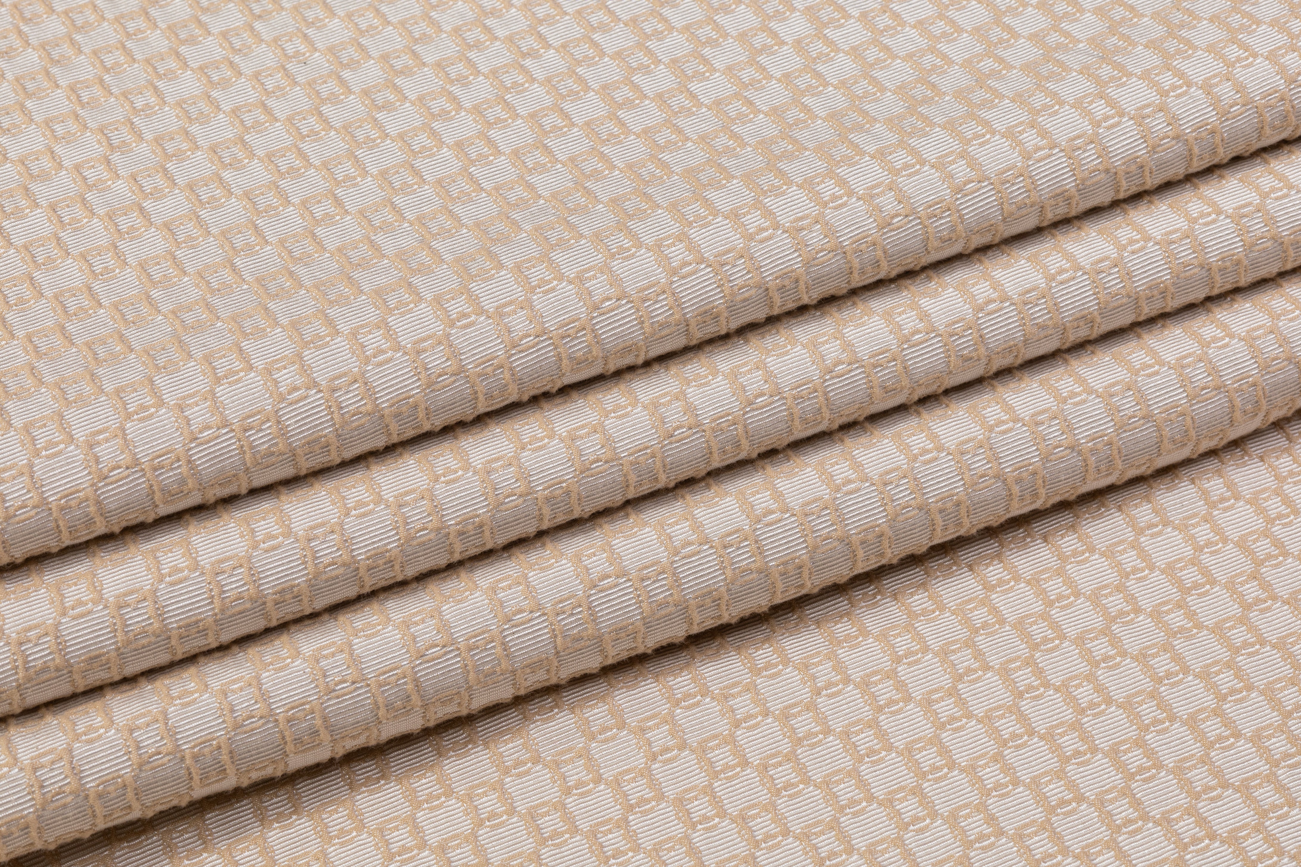 Geometric Poly Cotton Brocade - Beige