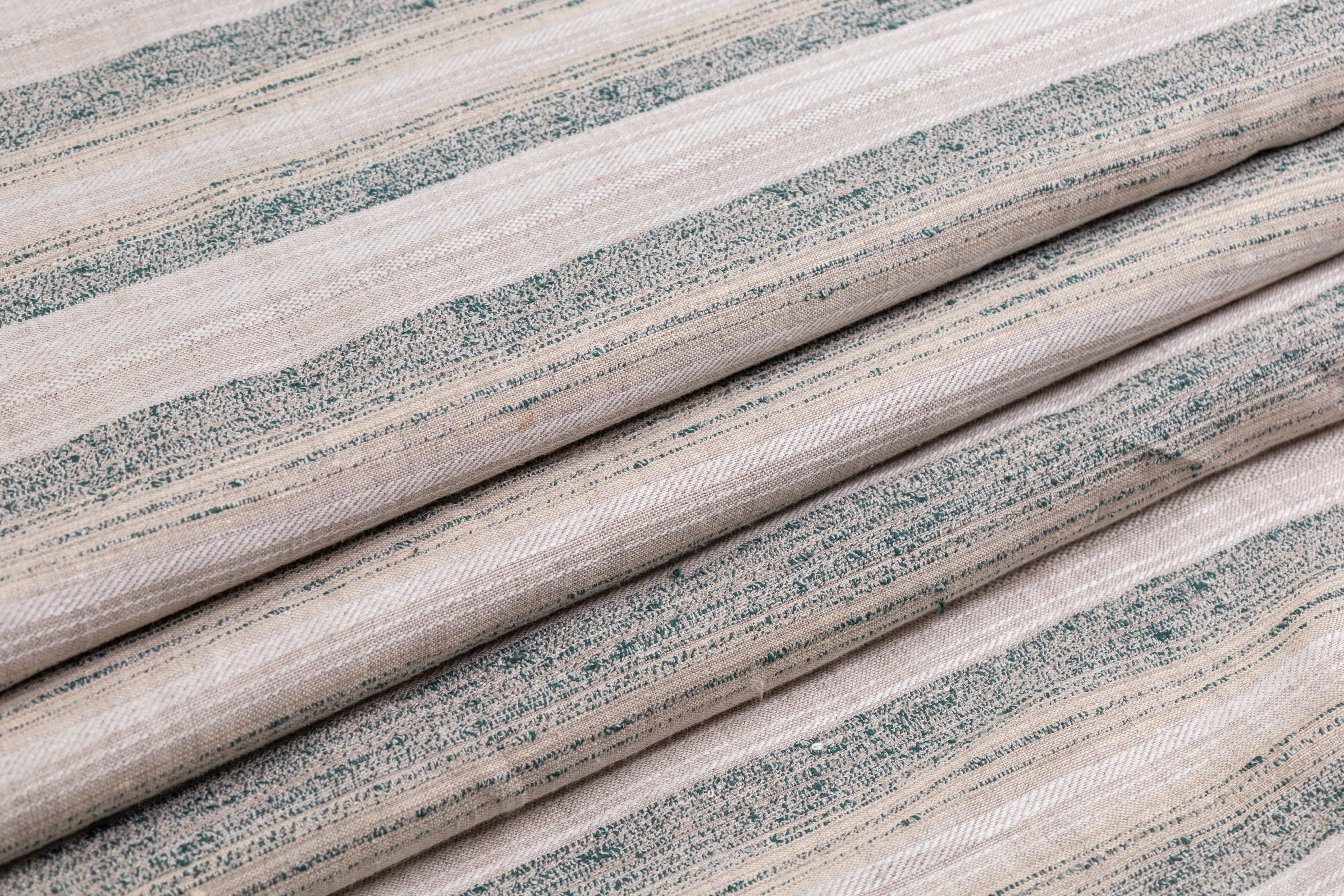 Striped Cotton Linen Blend - Sand / Green