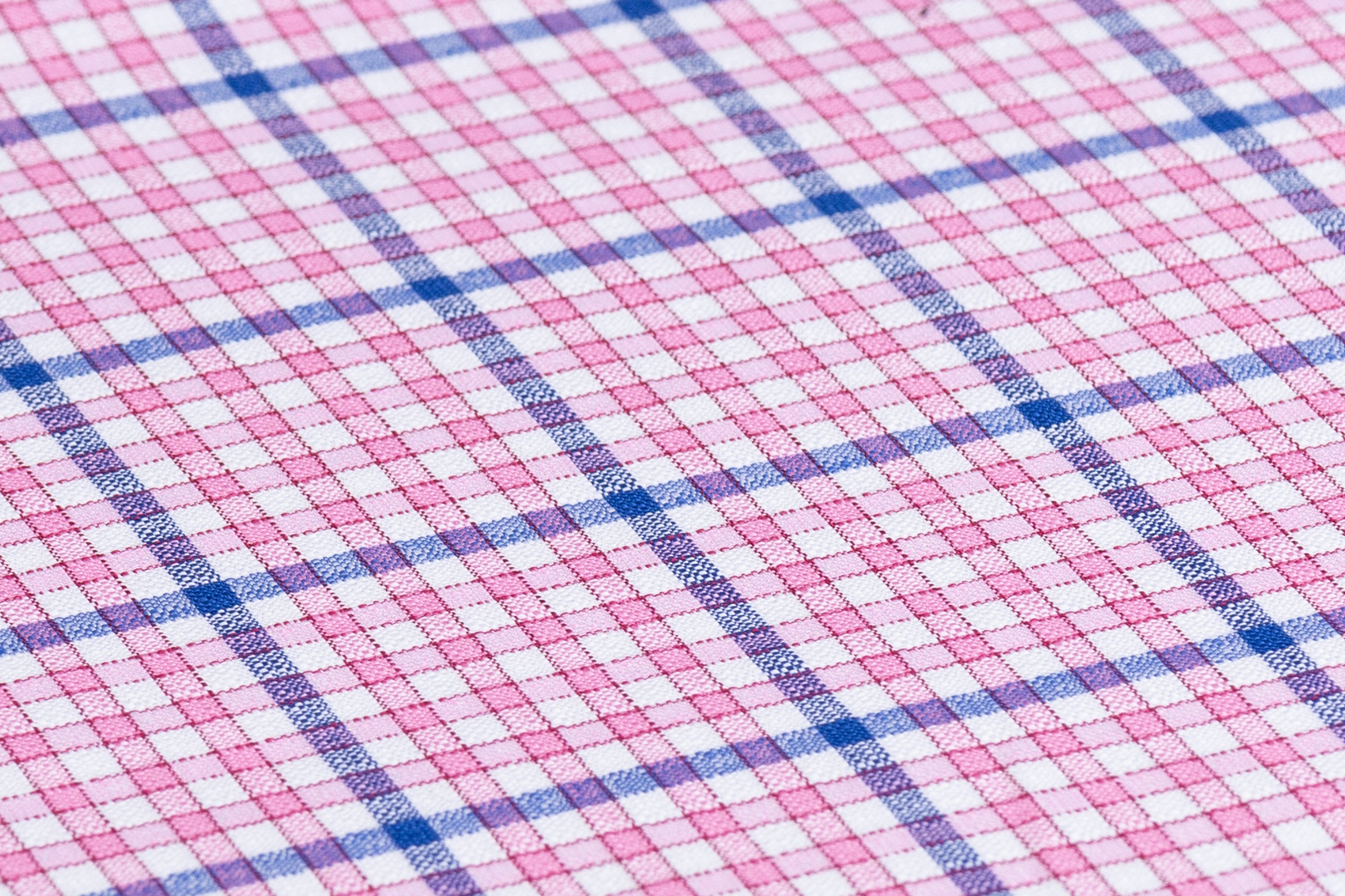 Checked Italian Linen Viscose Blend - Pink / Blue / White