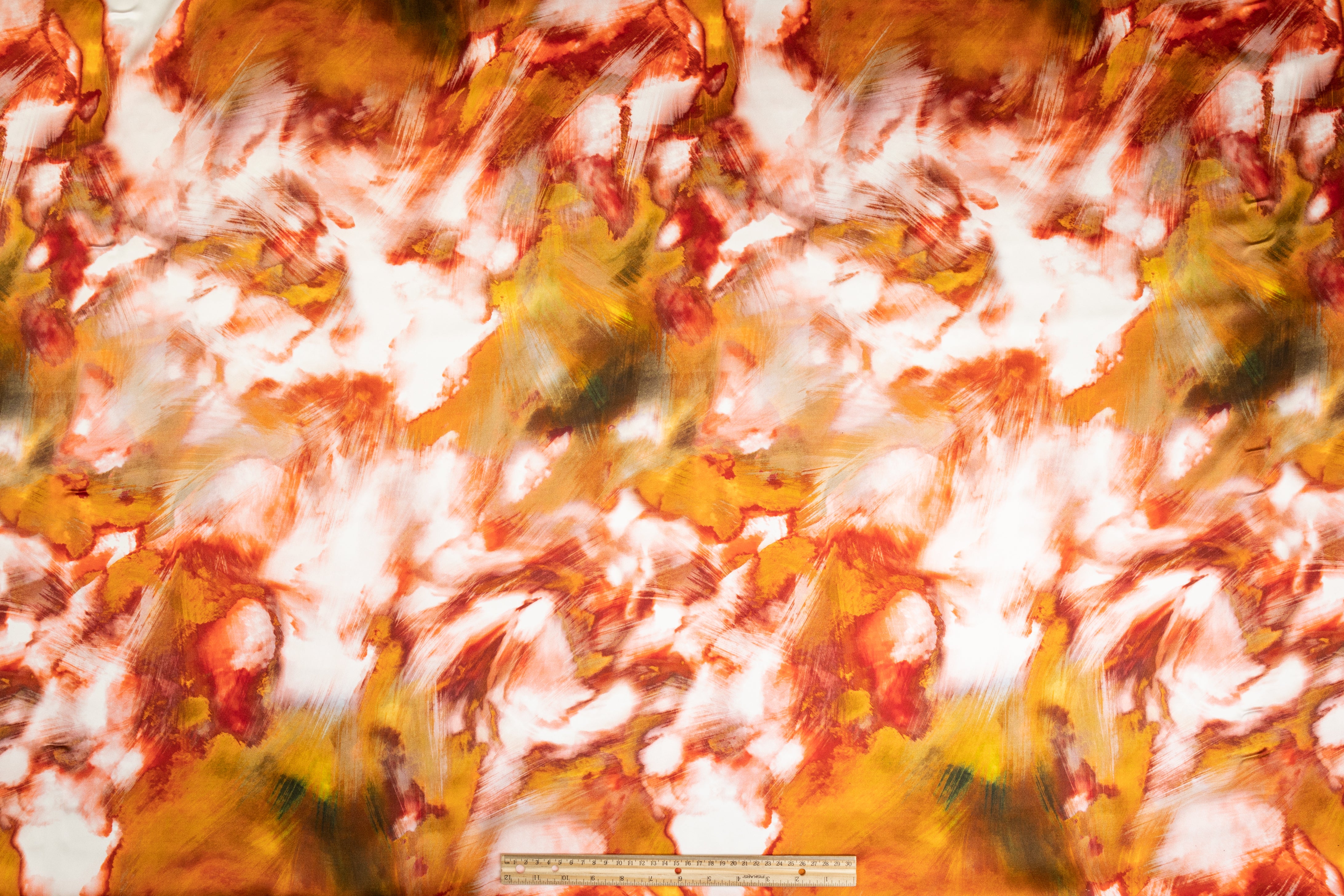 Tie-Dye Print Italian Silk Charmeuse - Orange