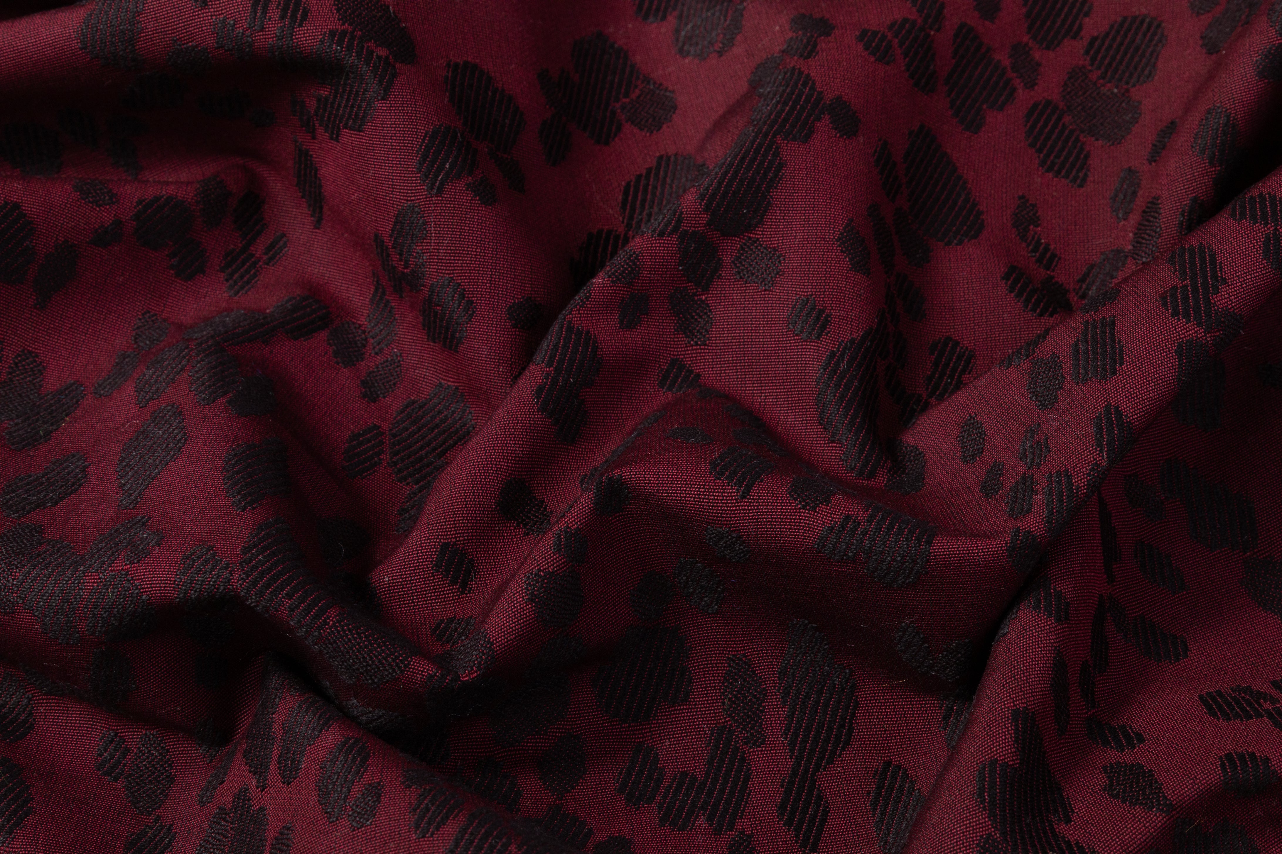 Cheetah Design Italian Cotton Brocade - Burgundy / Black