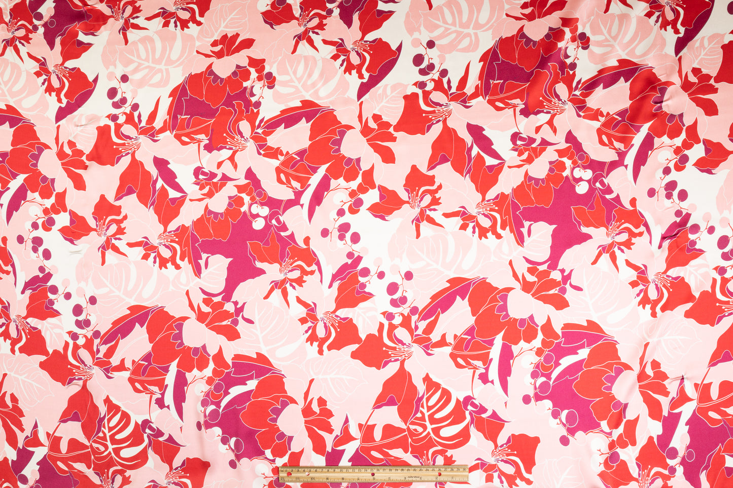 Floral Italian Silk Charmeuse - Magenta