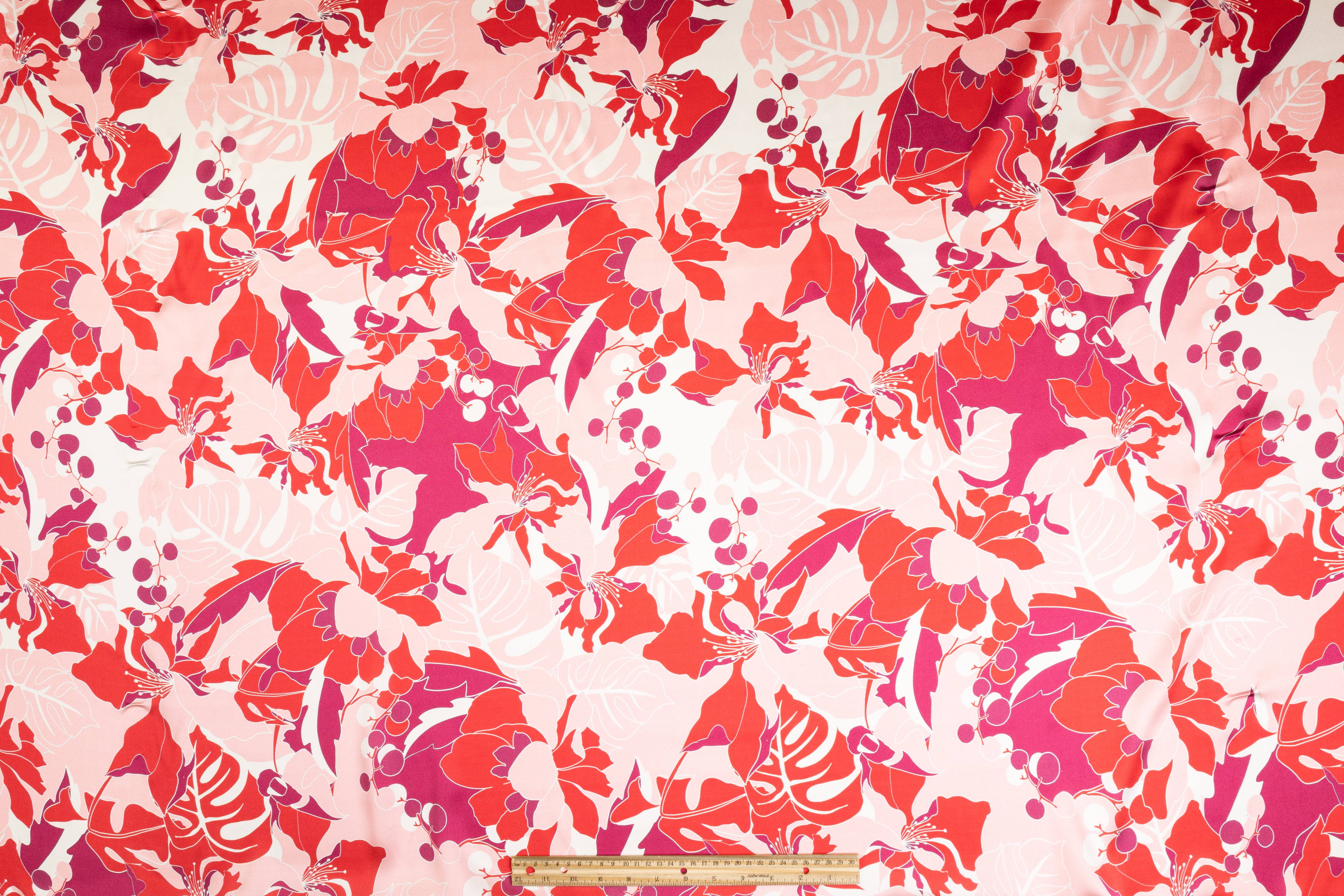 Floral Italian Silk Charmeuse - Magenta