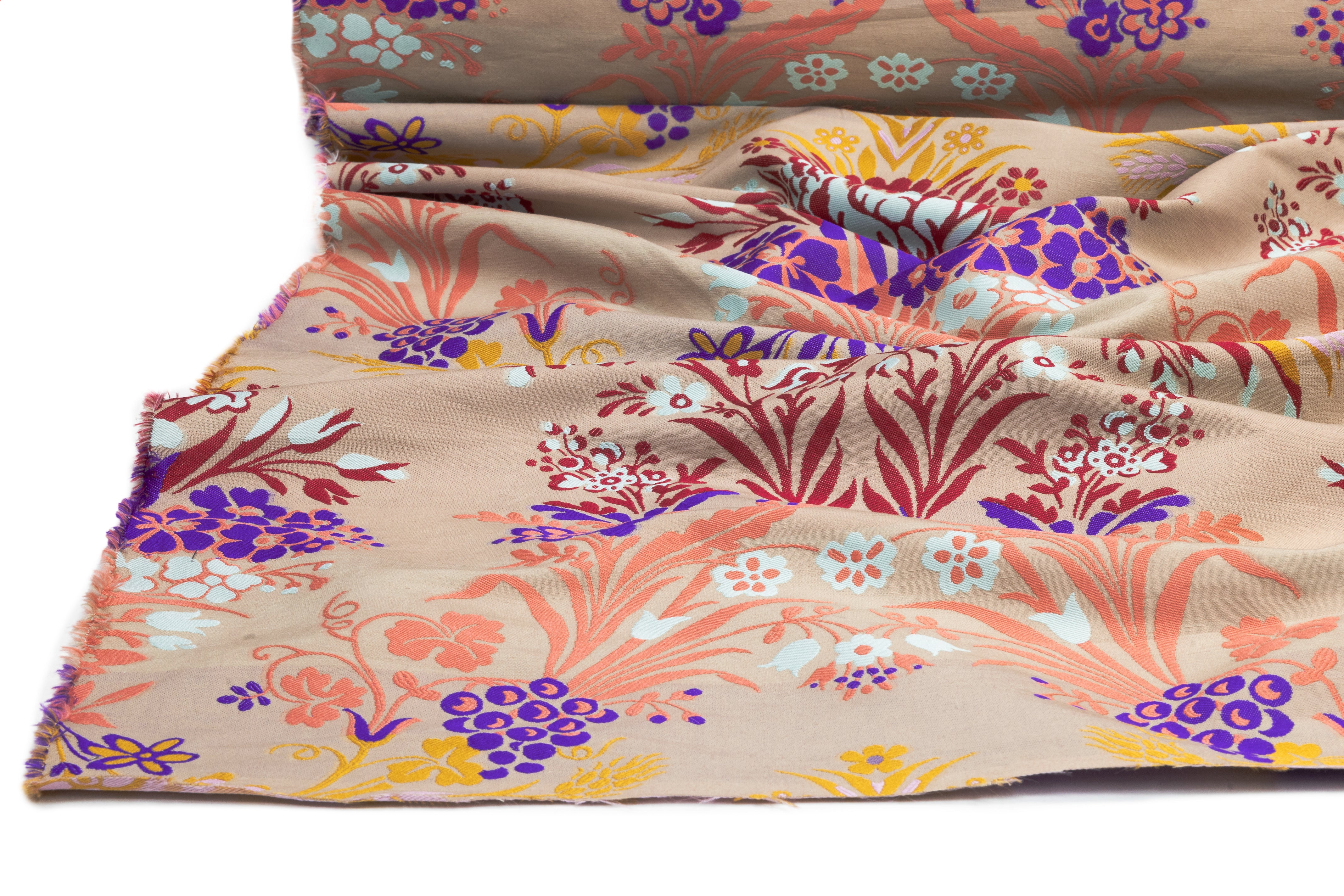 Damask Italian Poly Cotton Linen Brocade - Taupe