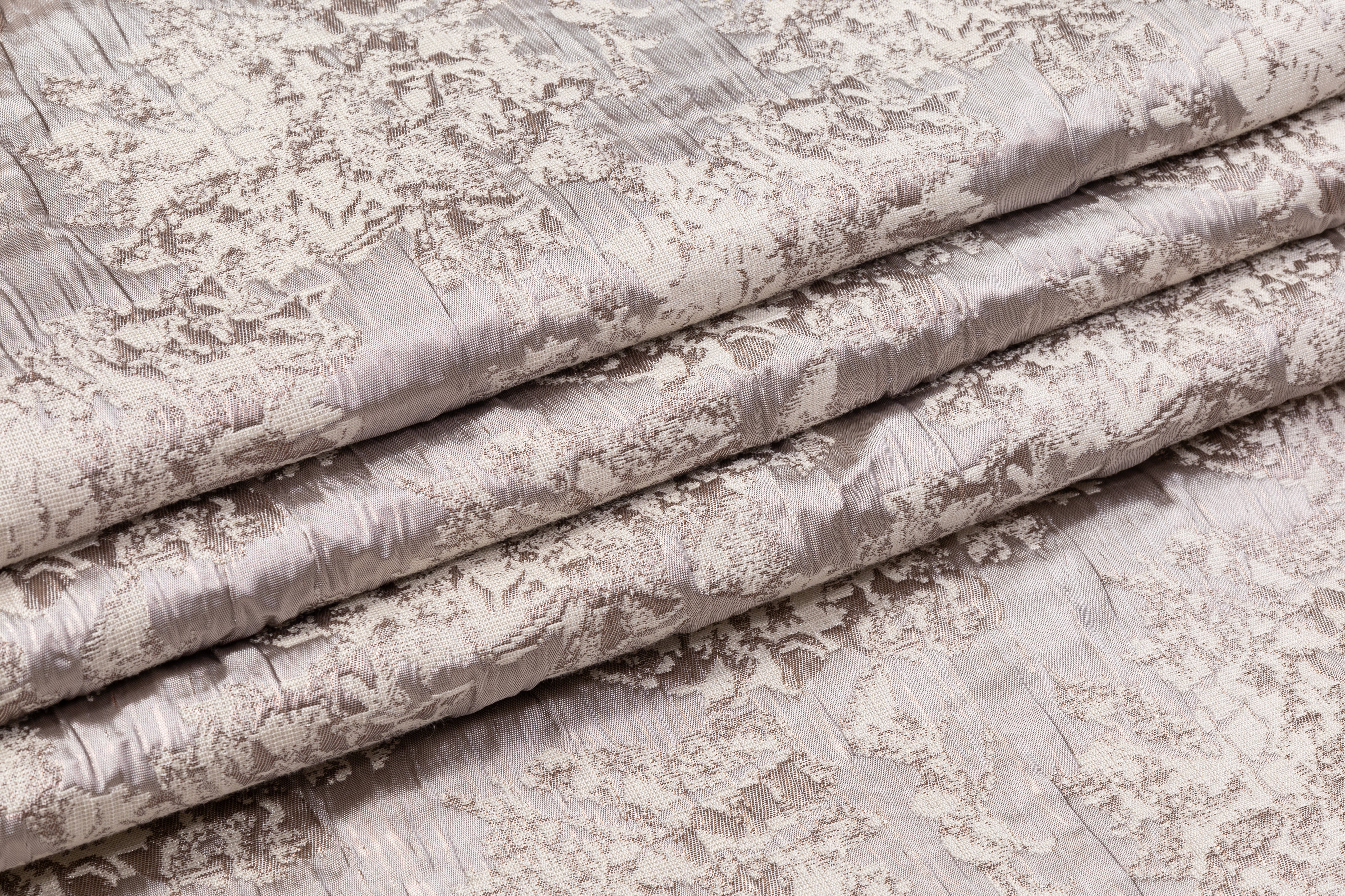 Abstract Crinkled Metallic Brocade - Platinum Gray