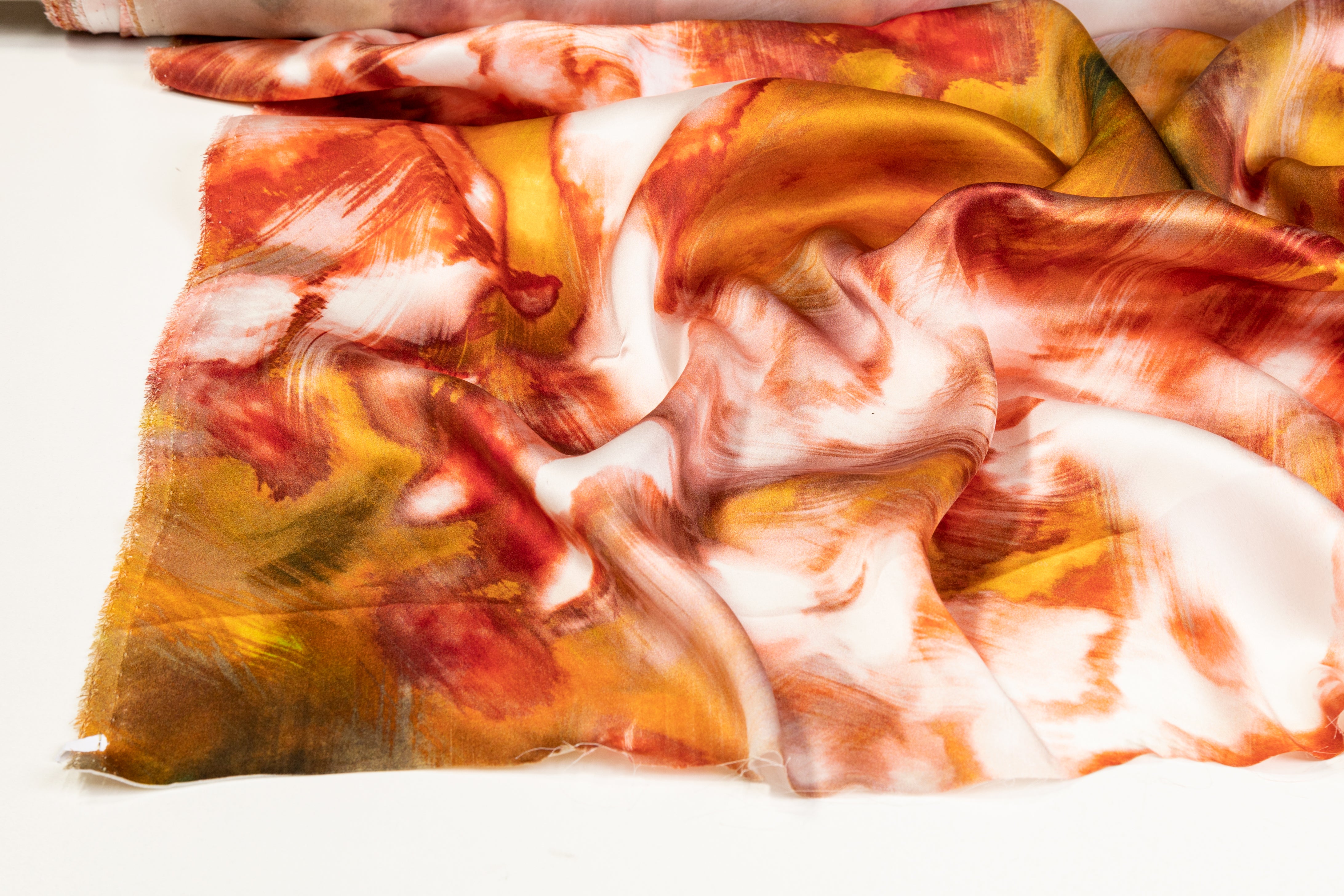 Tie-Dye Print Italian Silk Charmeuse - Orange