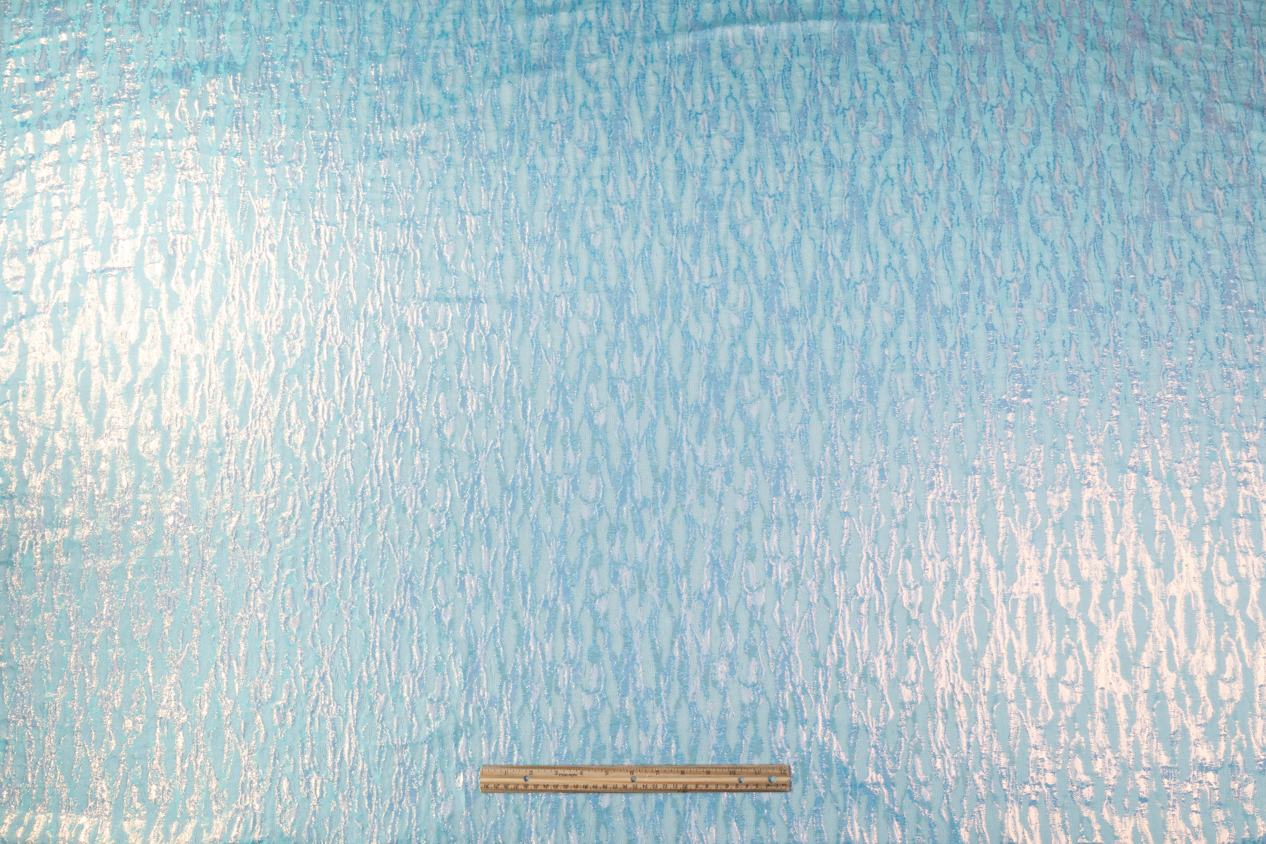 Abstract Metallic French Brocade - Aqua
