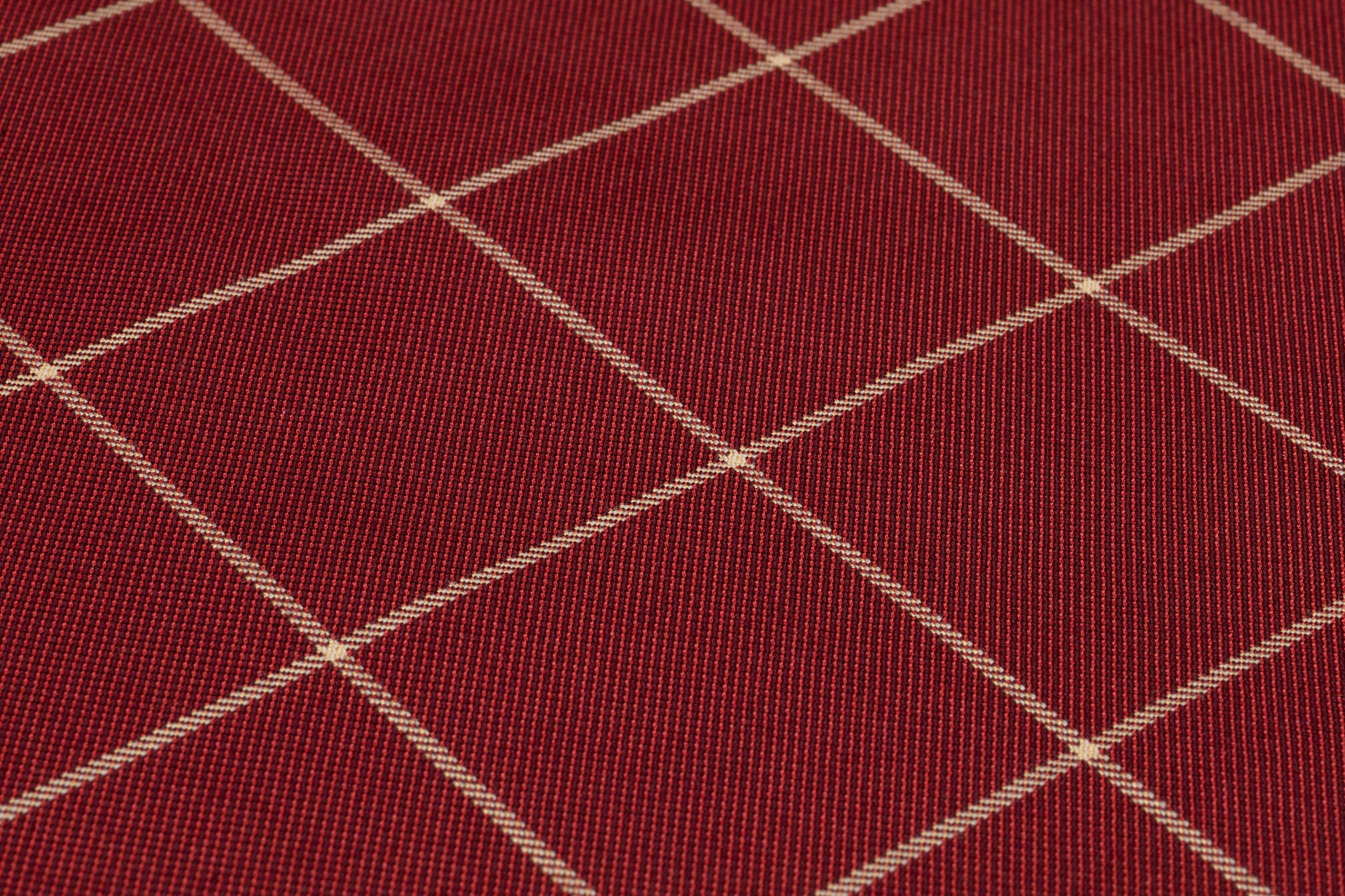 Windowpane Italian Silk and Wool Suiting - Maroon / Beige
