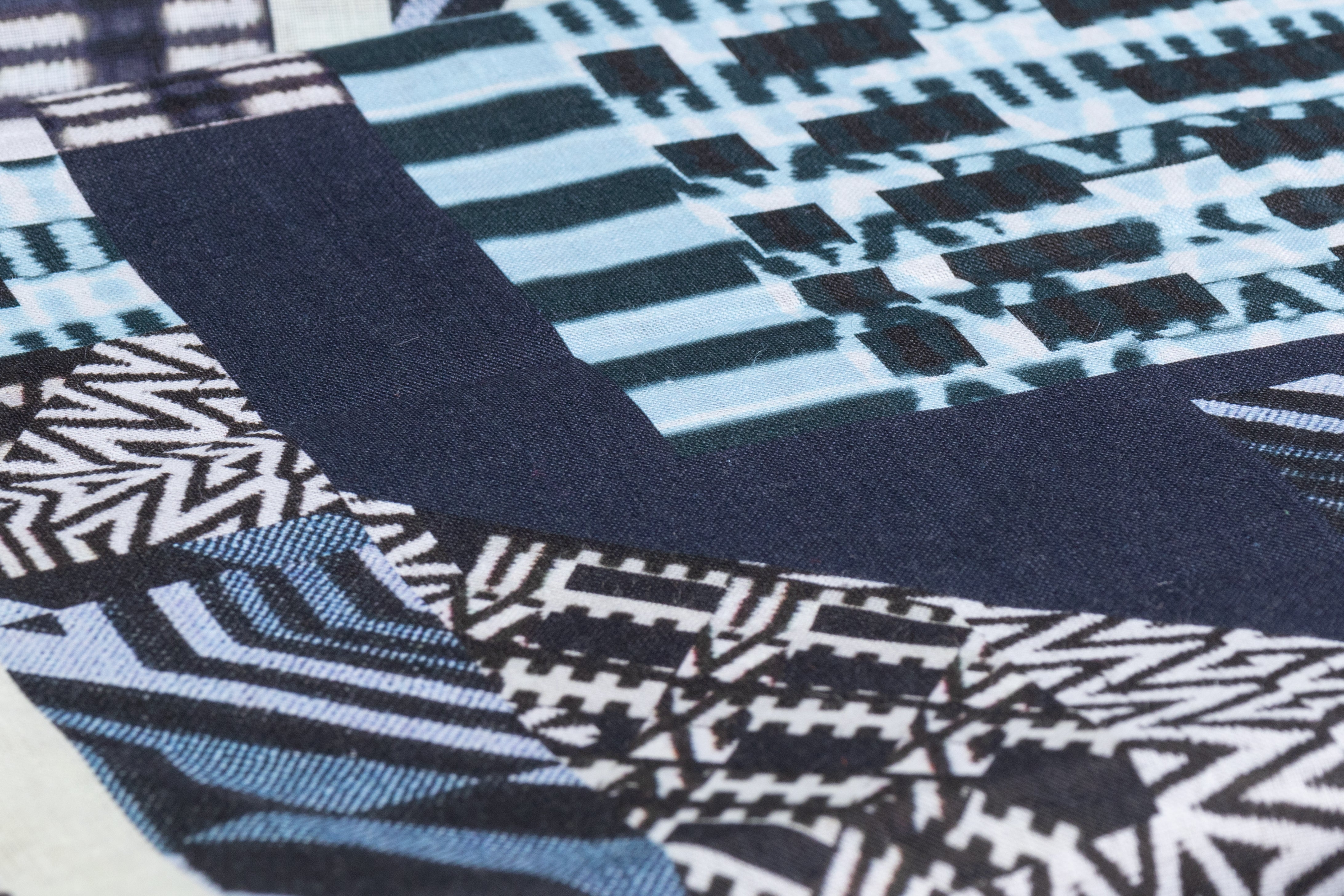Abstract Geometric Italian Linen - Blue