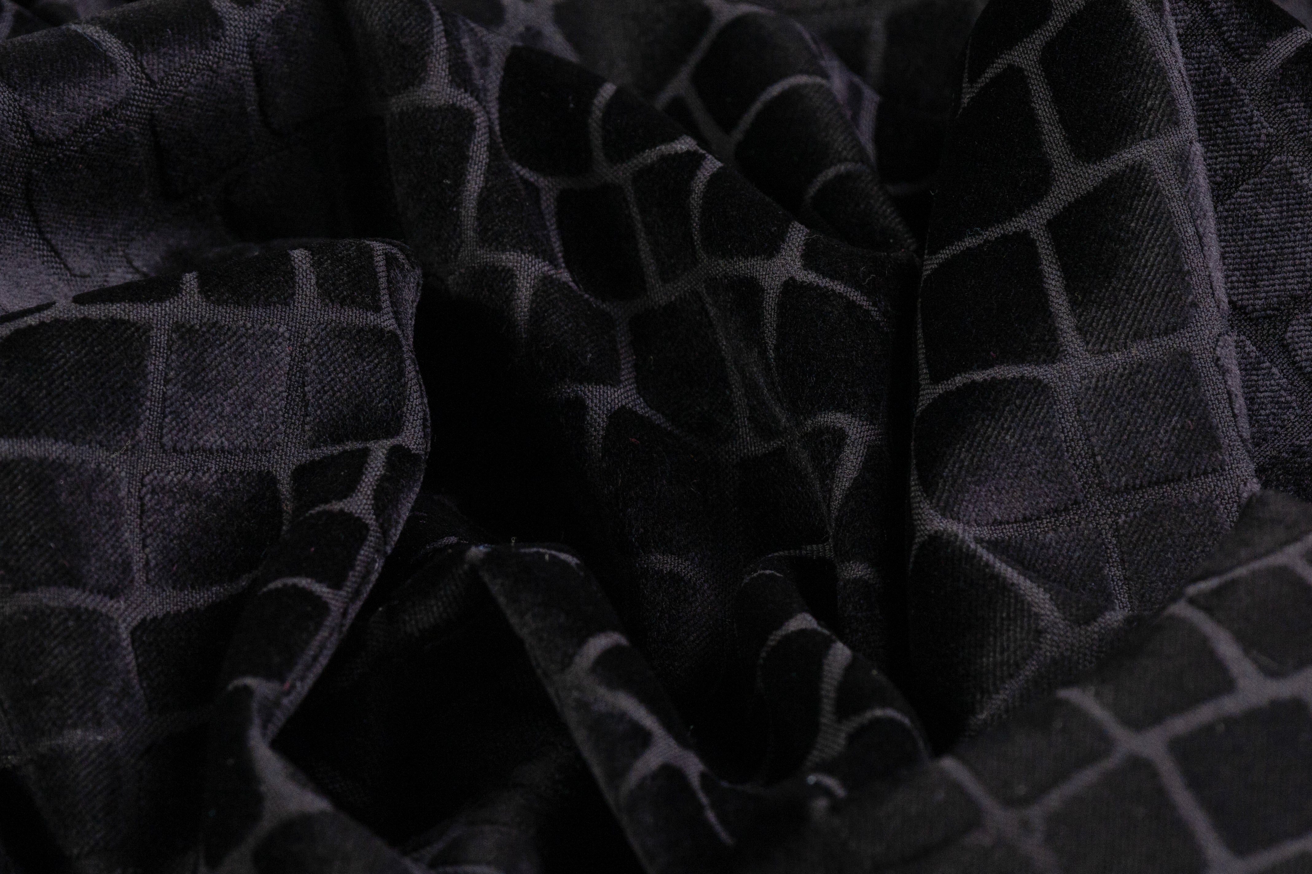 Crocodile Italian Silk Viscose Cut Velvet - Black