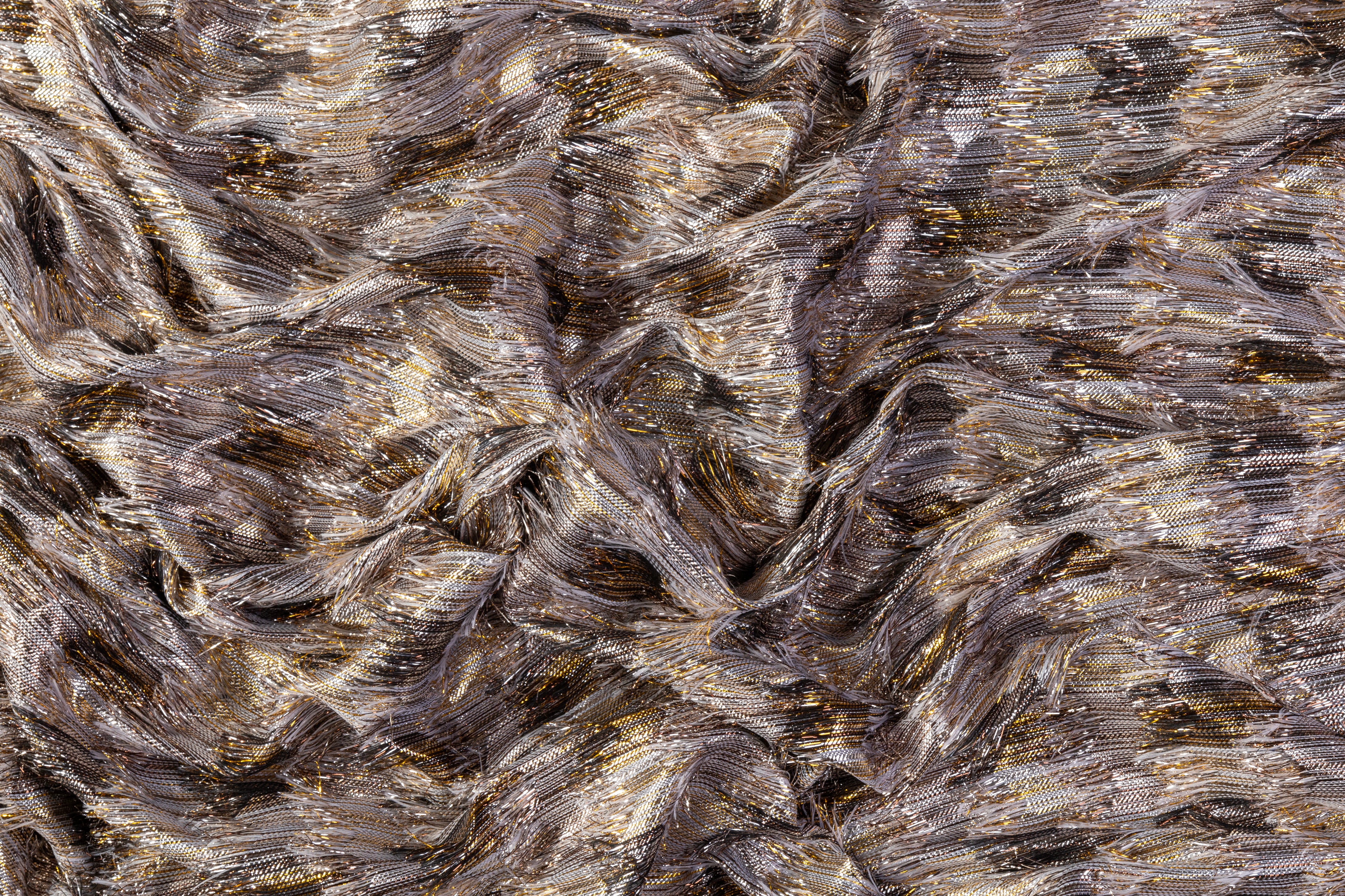 Fringed Metallic French Brocade - Gold / Taupe