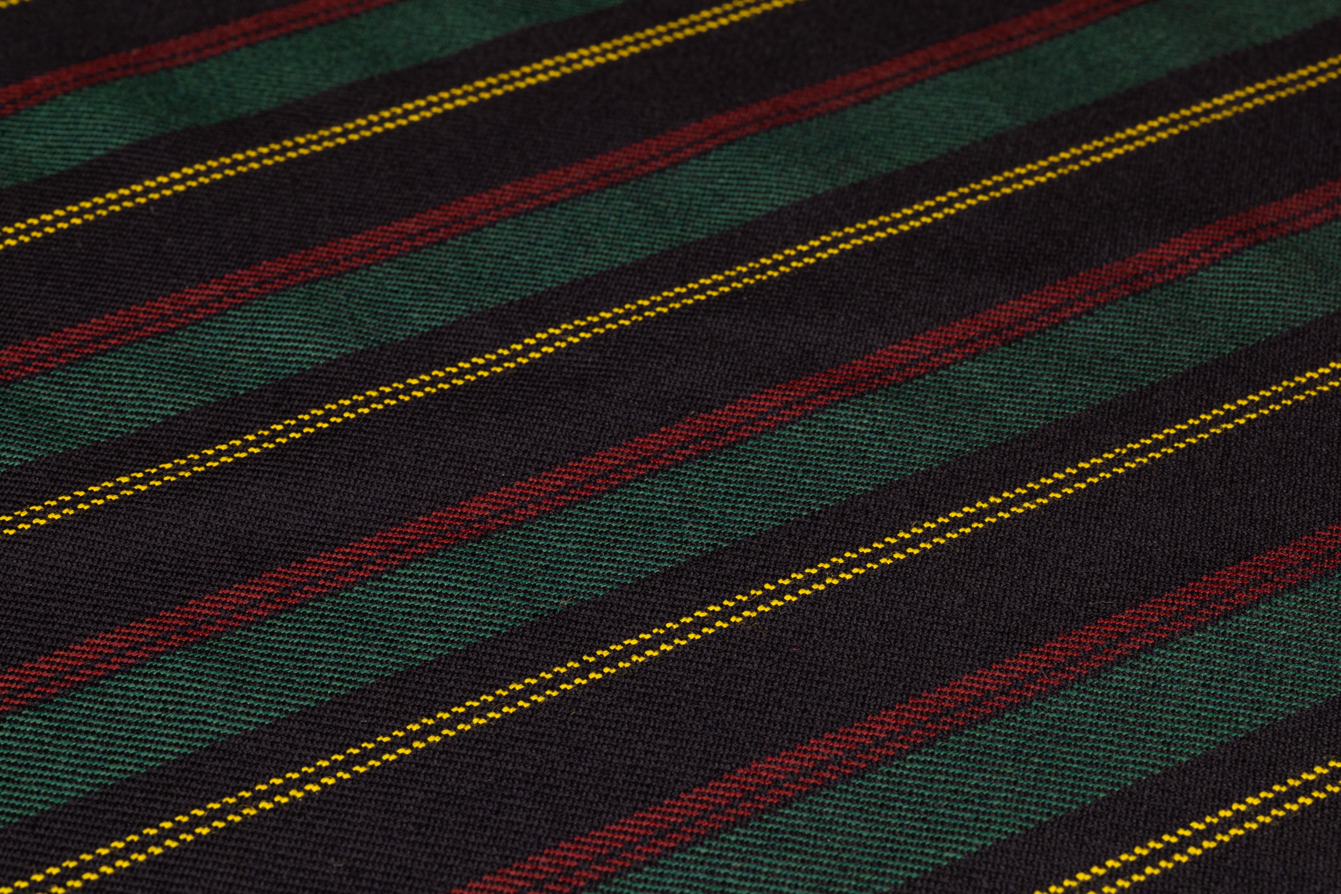 Striped Italian Wool Suiting - Navy / Deep Jade