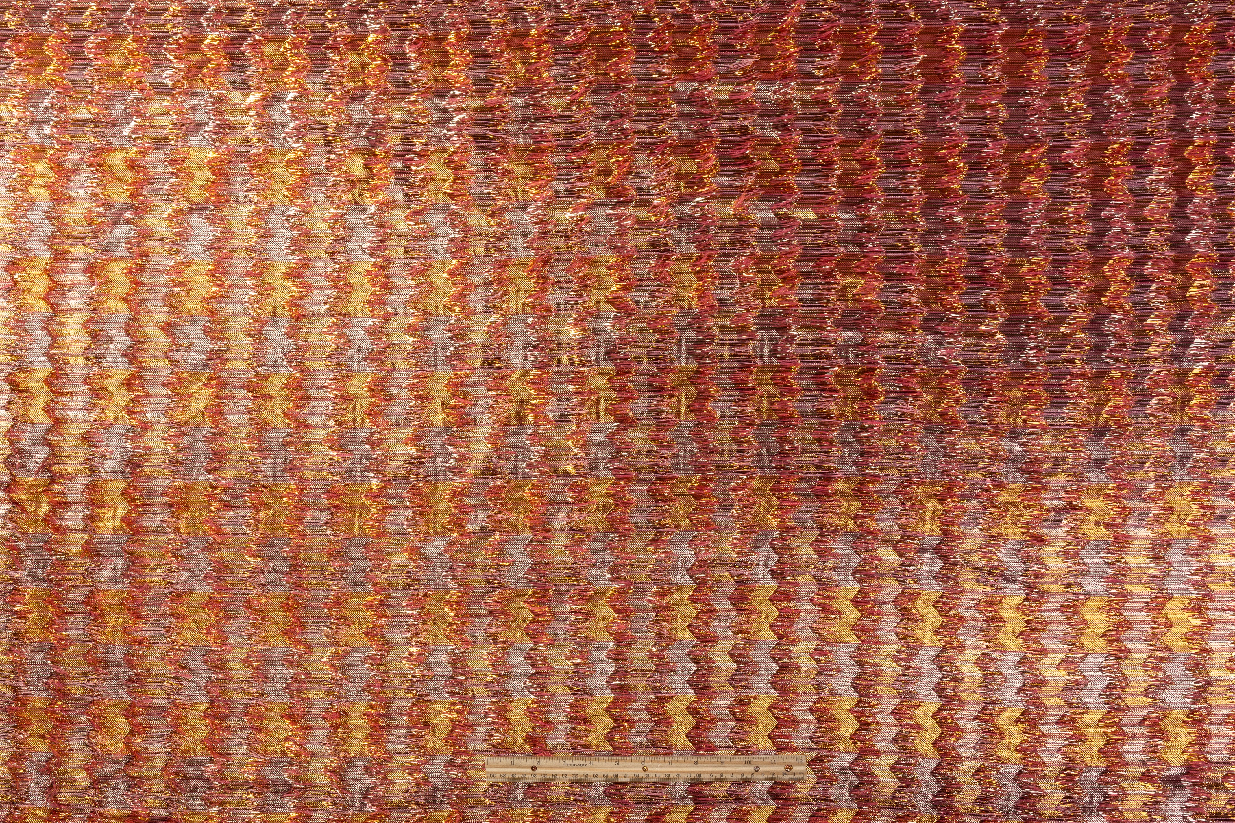 Fringed Metallic French Brocade - Gold / Rose