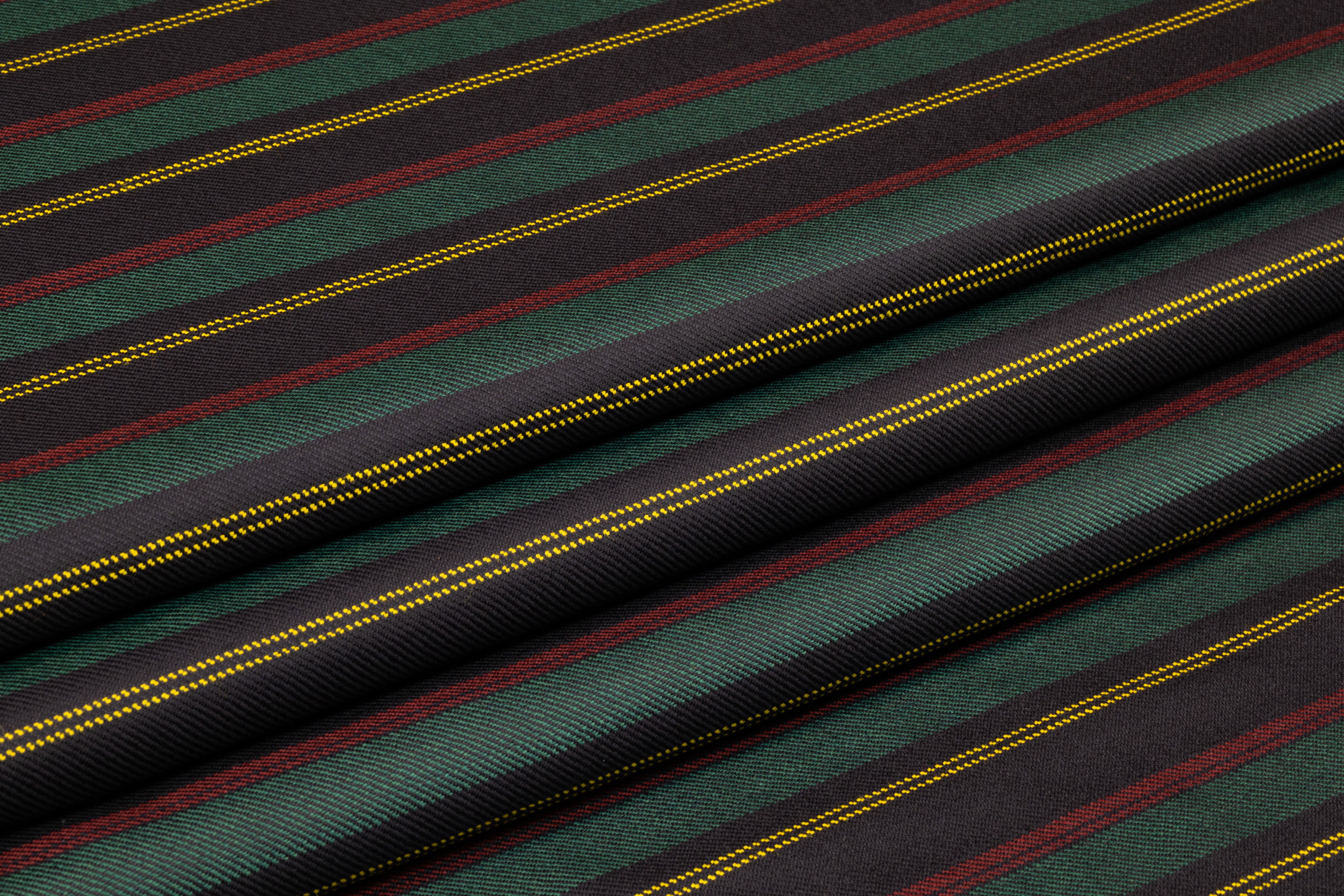 Striped Italian Wool Suiting - Navy / Deep Jade