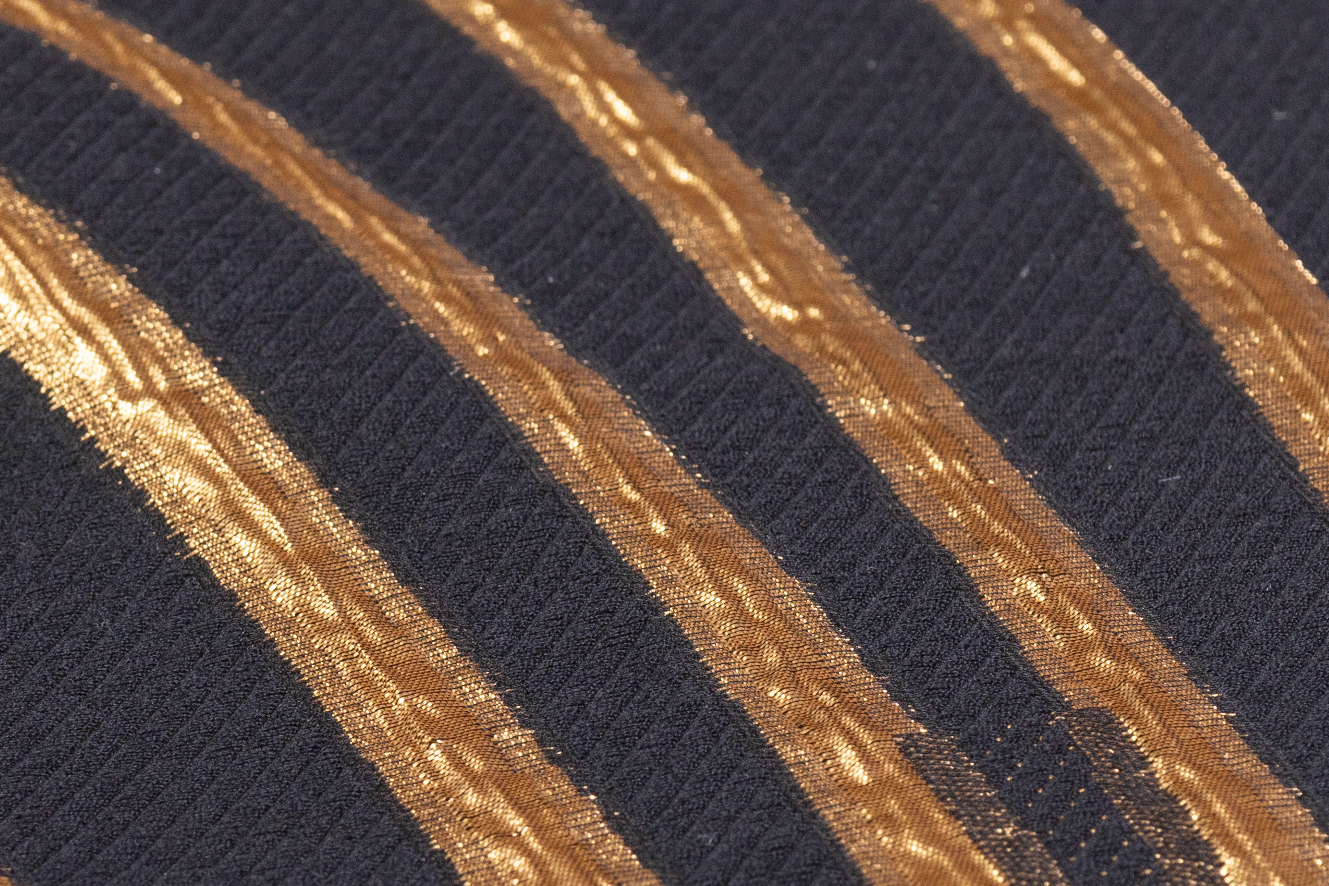Metallic Silk and Wool Blend Fil Coupé Brocade - Black / Gold