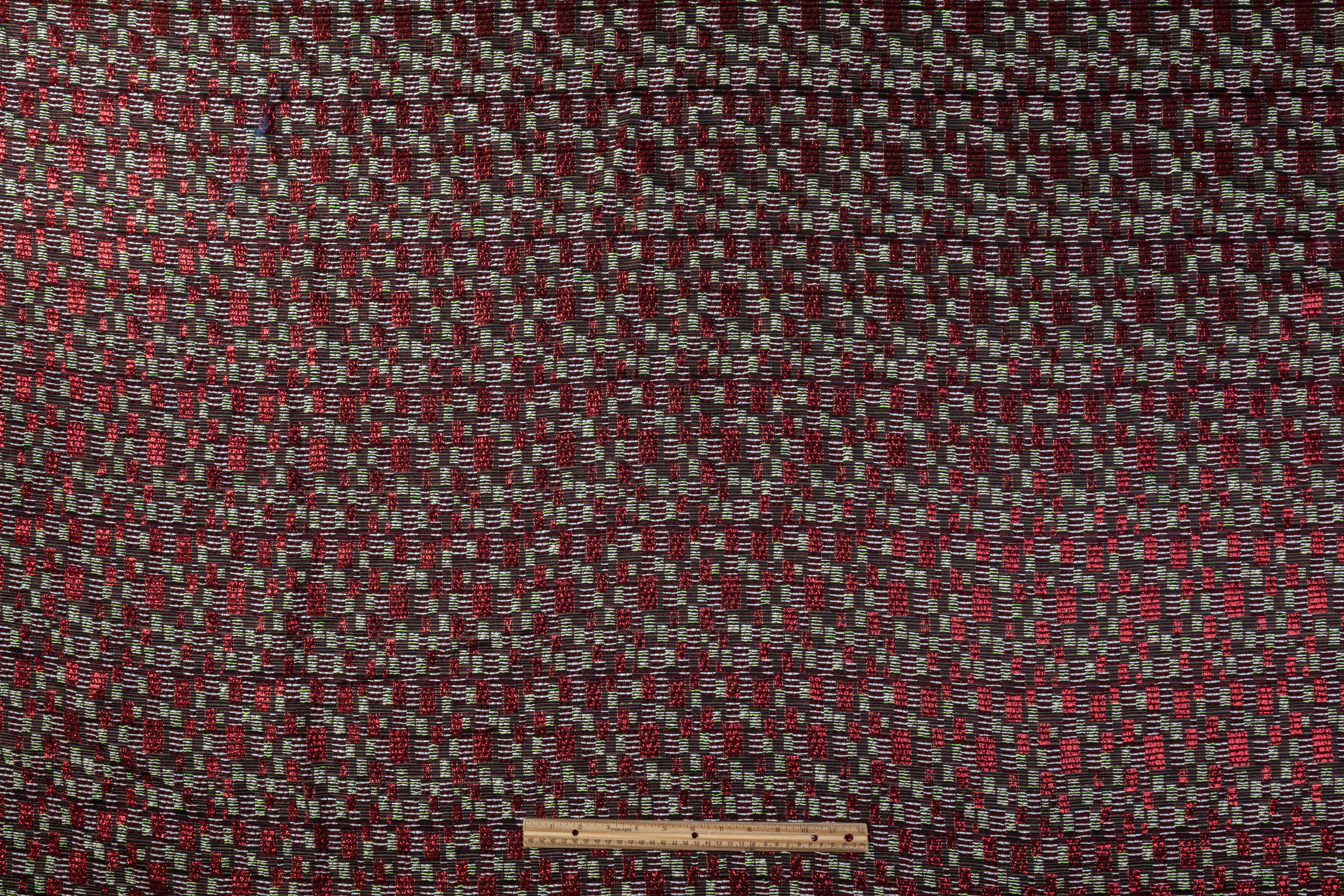 French Metallic Brocade - Red / Green