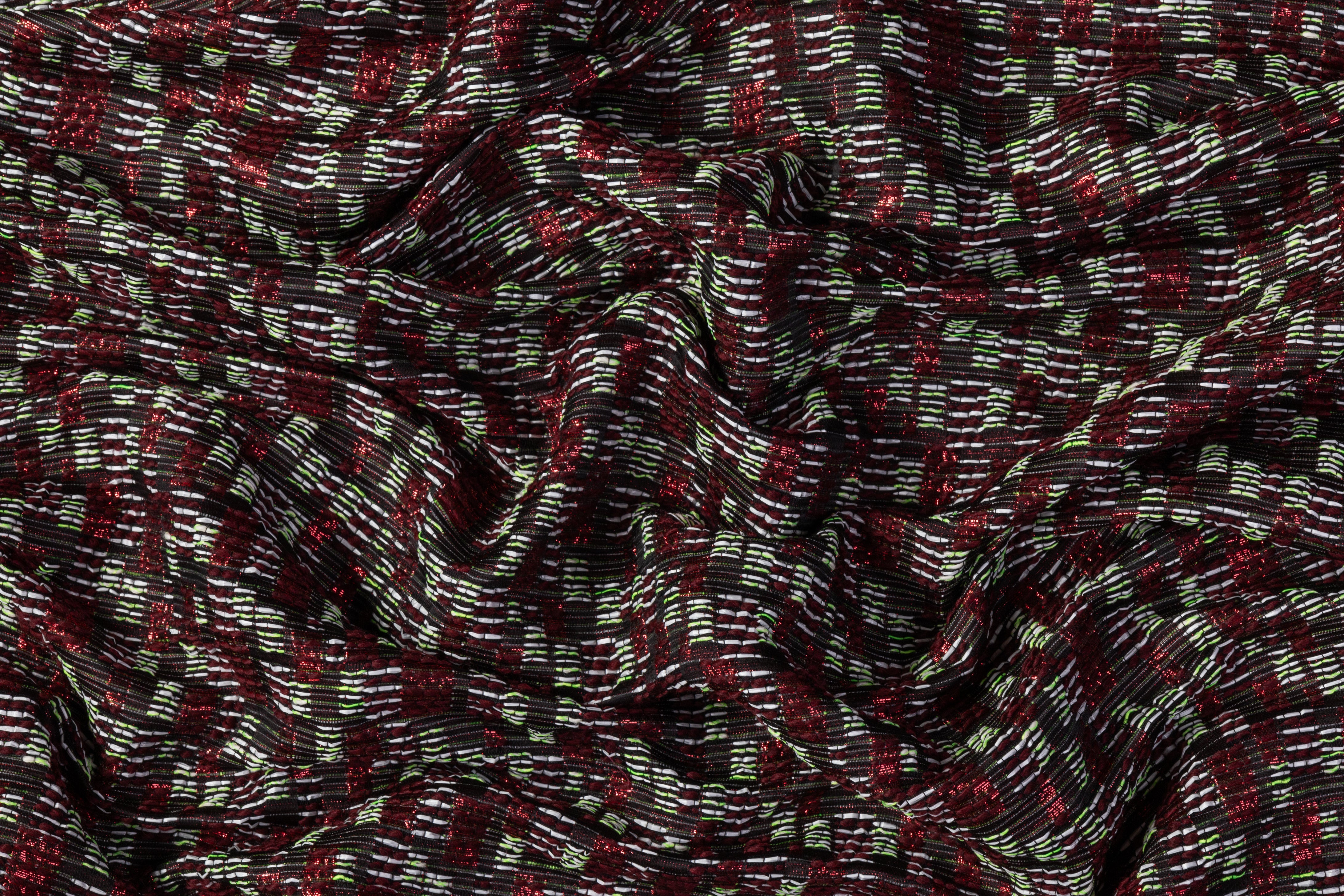 French Metallic Brocade - Red / Green