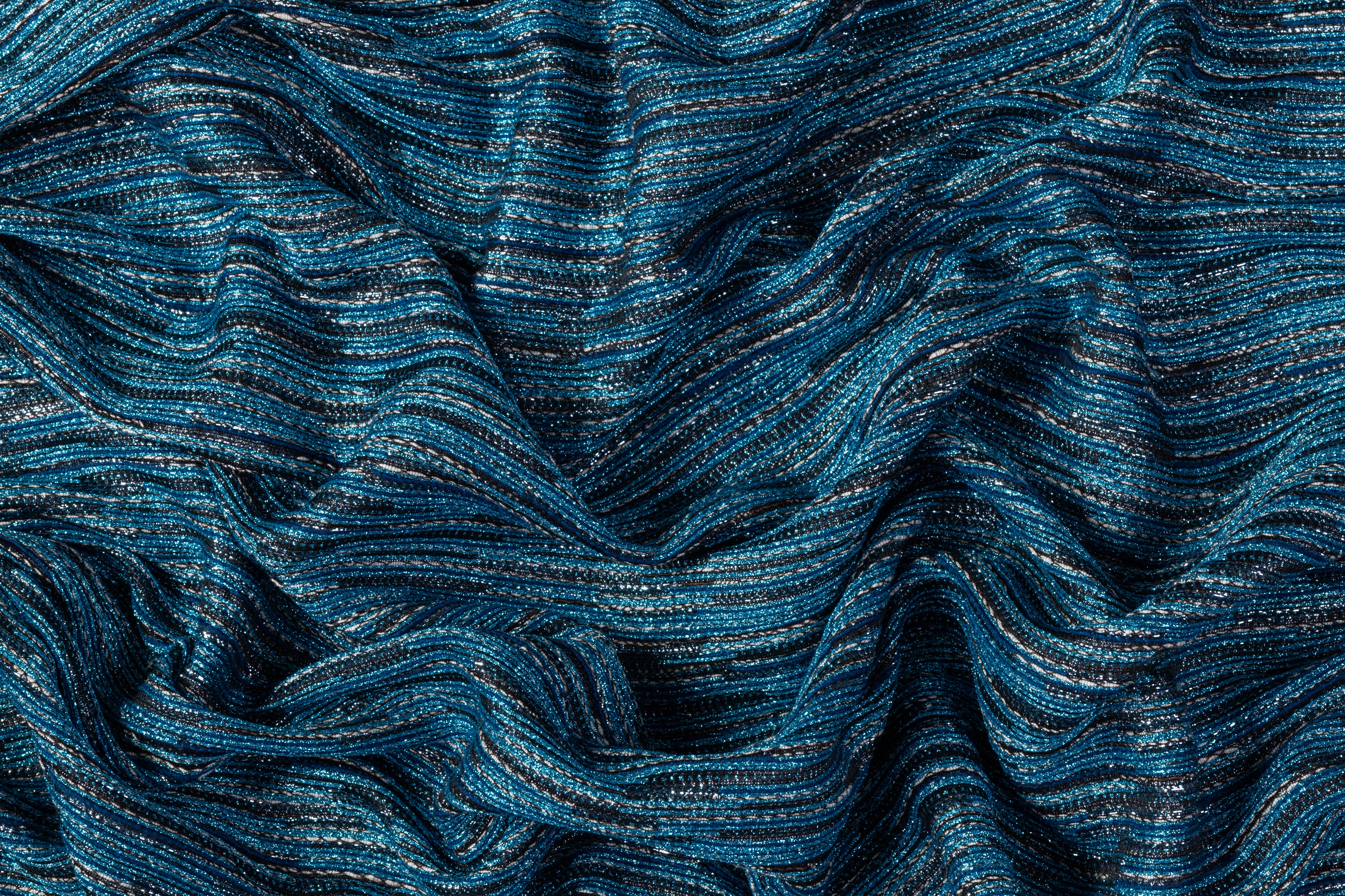 French Metallic Brocade - Blue