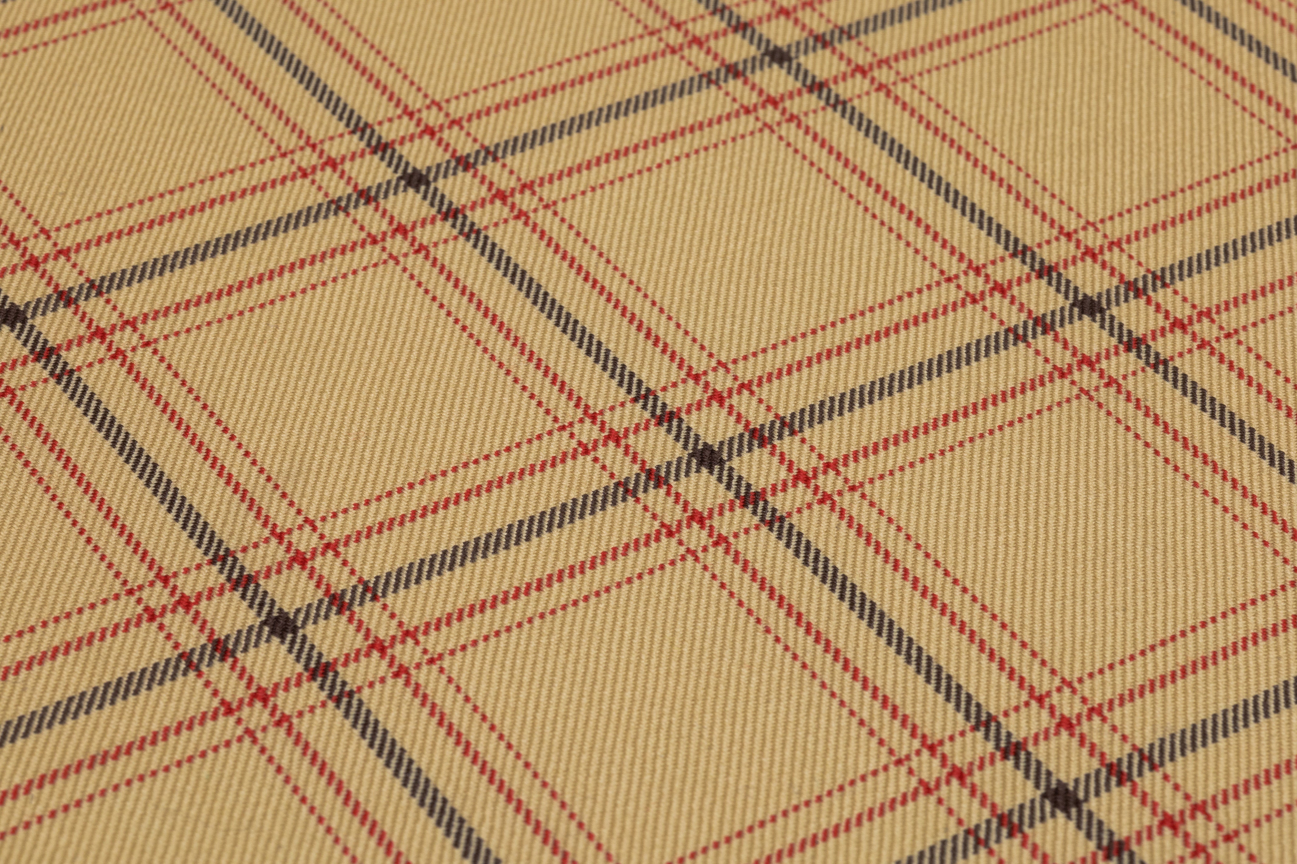 Checked Italian Wool Suiting - Beige / Red