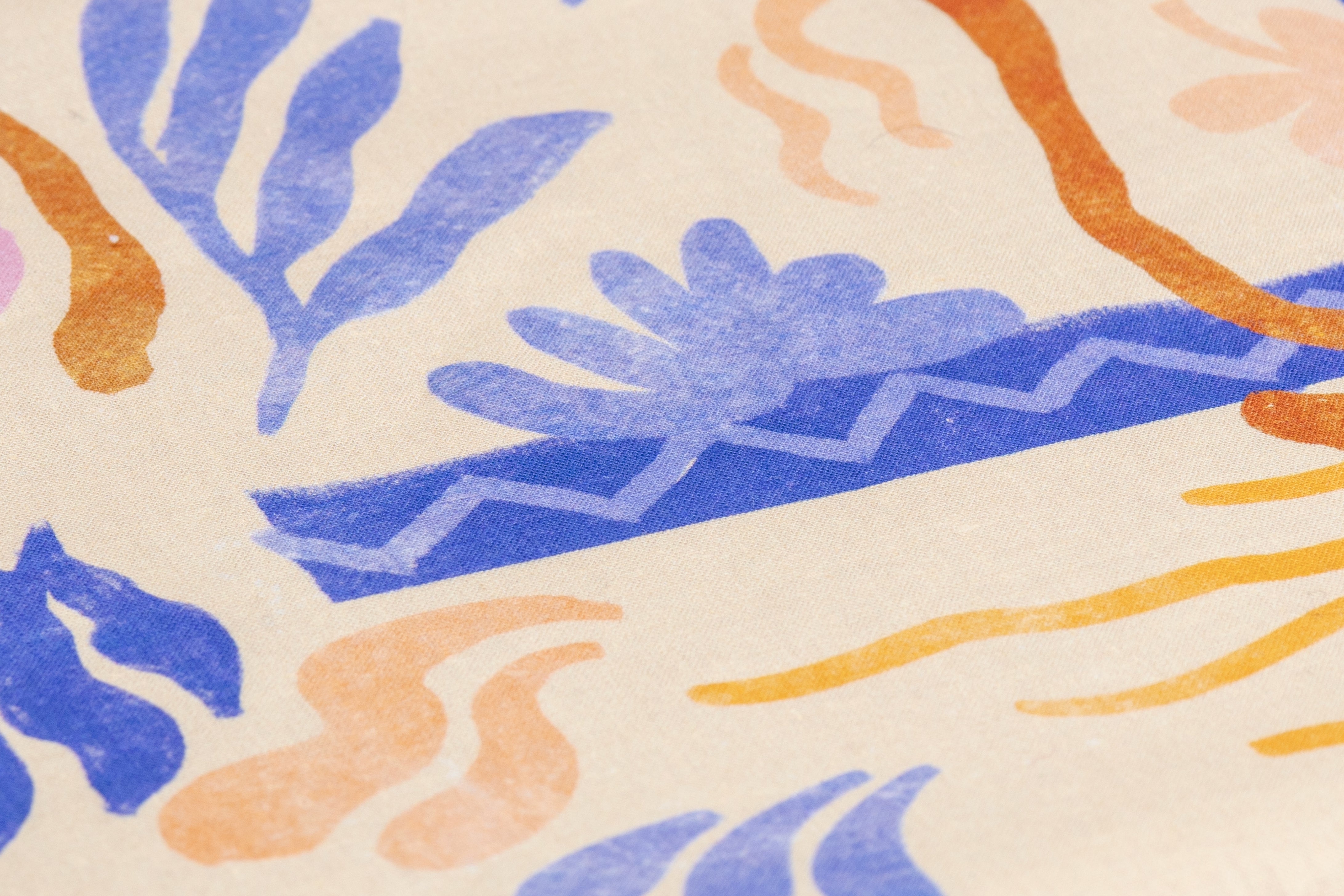 Tropical Floral Italian Linen - Yellow / Blue / Brown / Pink