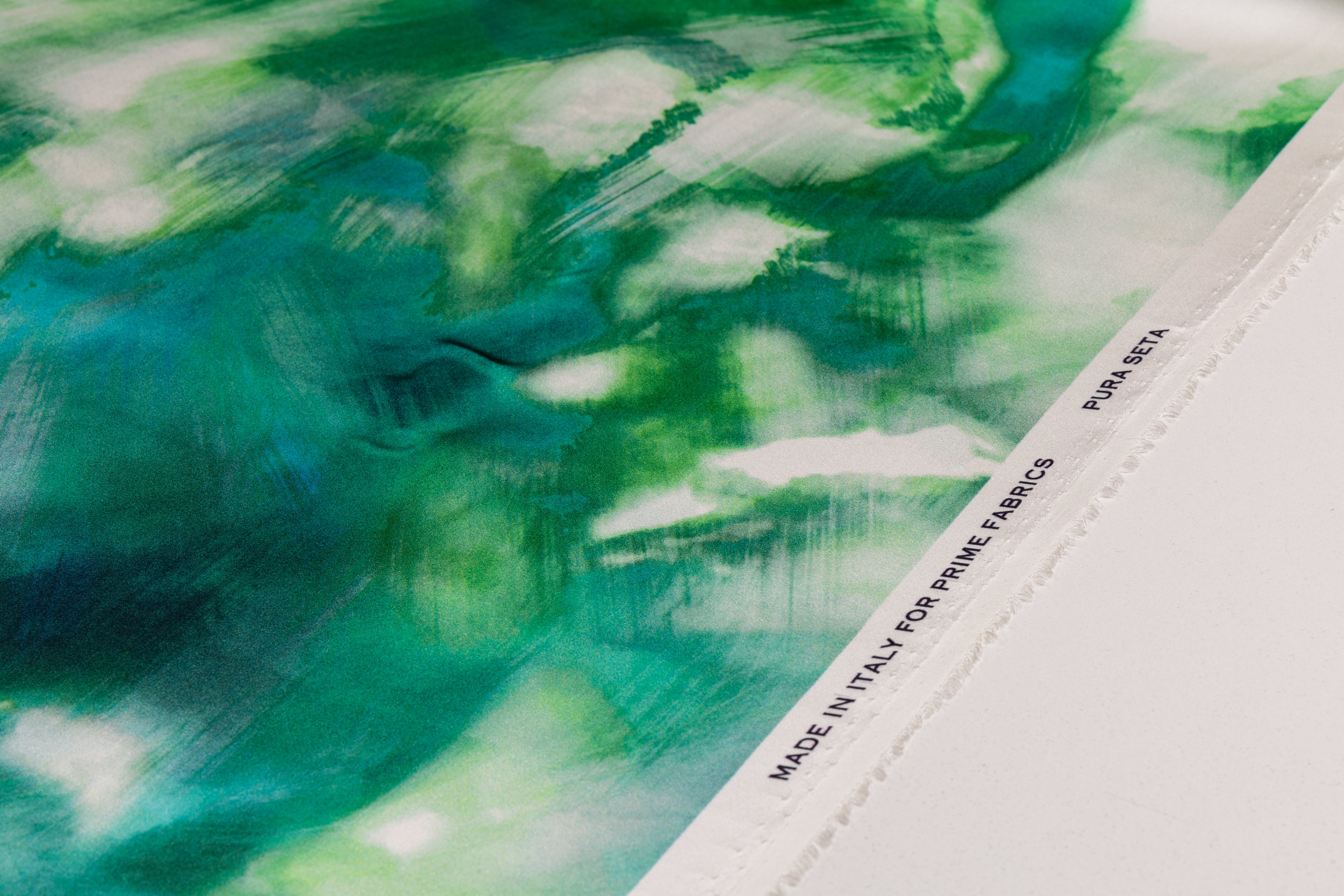 Tie-Dye Print Italian Silk Charmeuse - Green