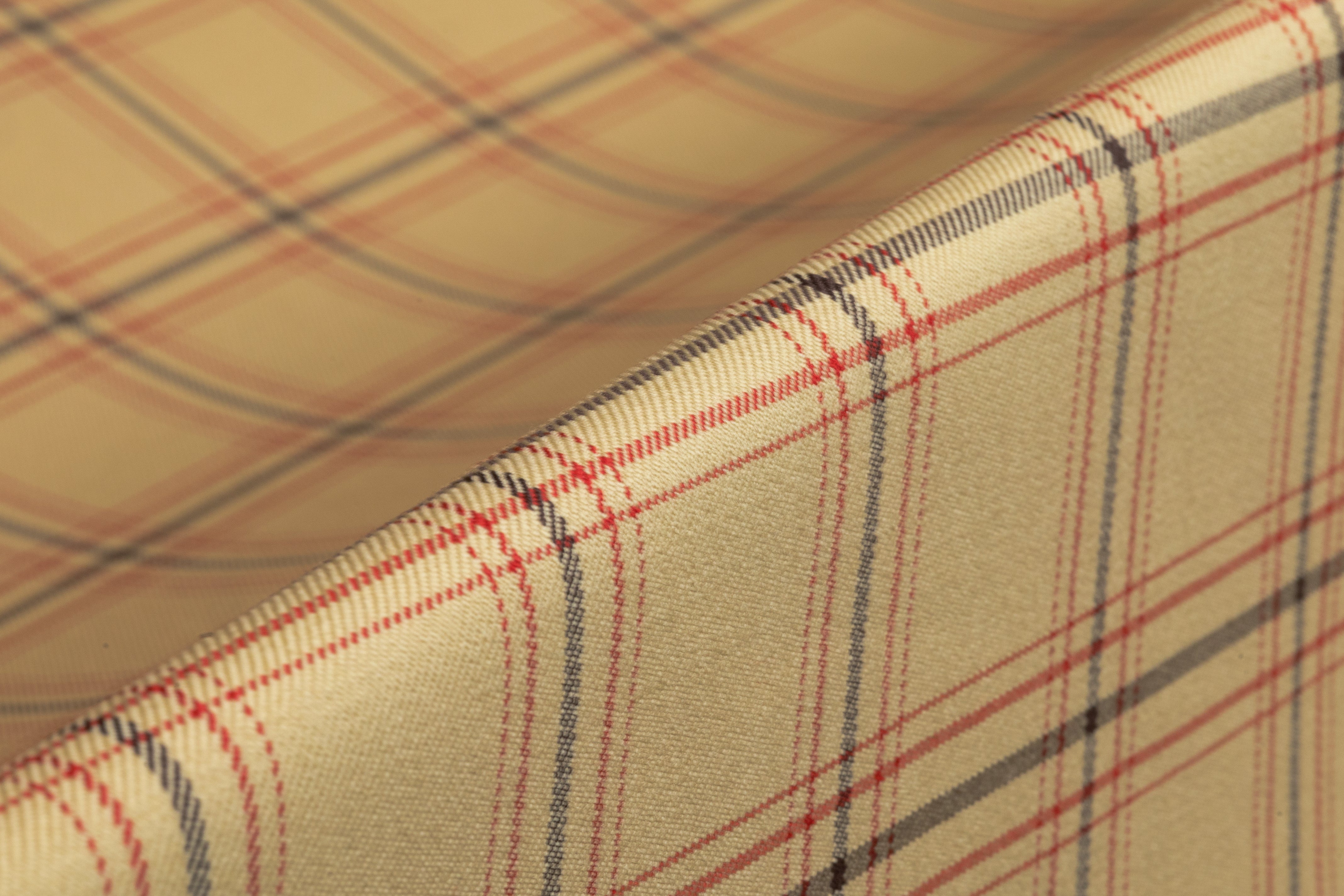 Checked Italian Wool Suiting - Beige / Red